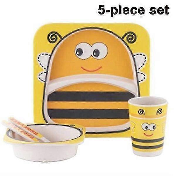 5-Piece Bamboo Kids Tableware Set with Utensils & Shell Design