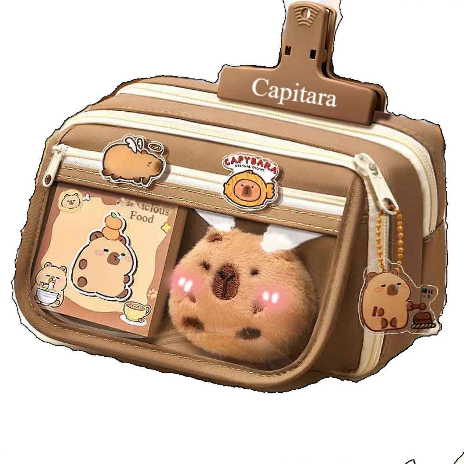 Capybara Large Capacity Pencil Pouch With Wide Opening, 22 cm, Compartments