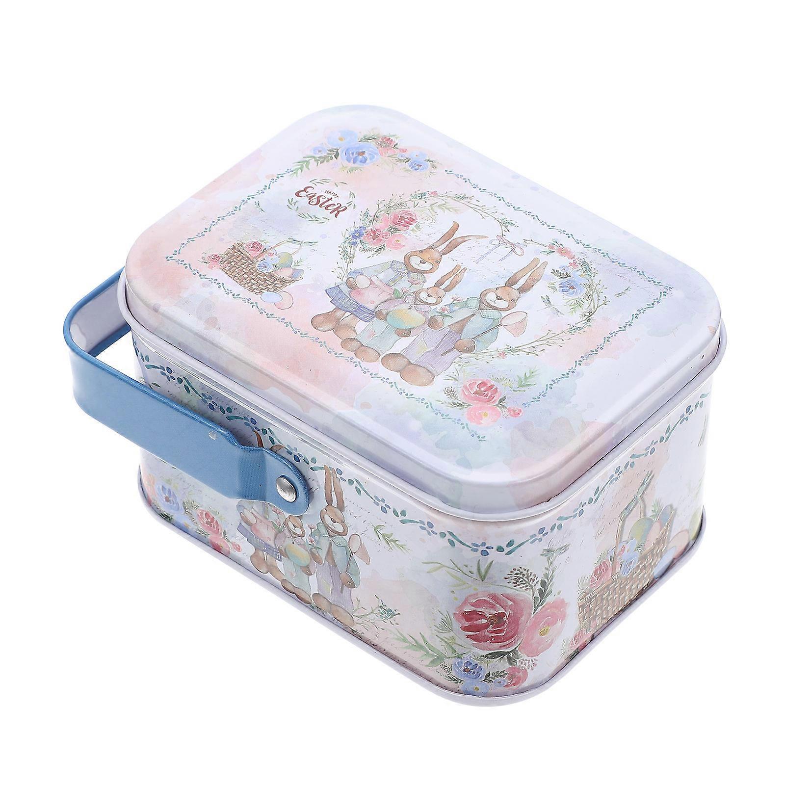 Easter Decorative Bunny Box Tinplate Material Rectangular Shape Creative Design Suitable for Home Decoration and present Giving 1Pcs