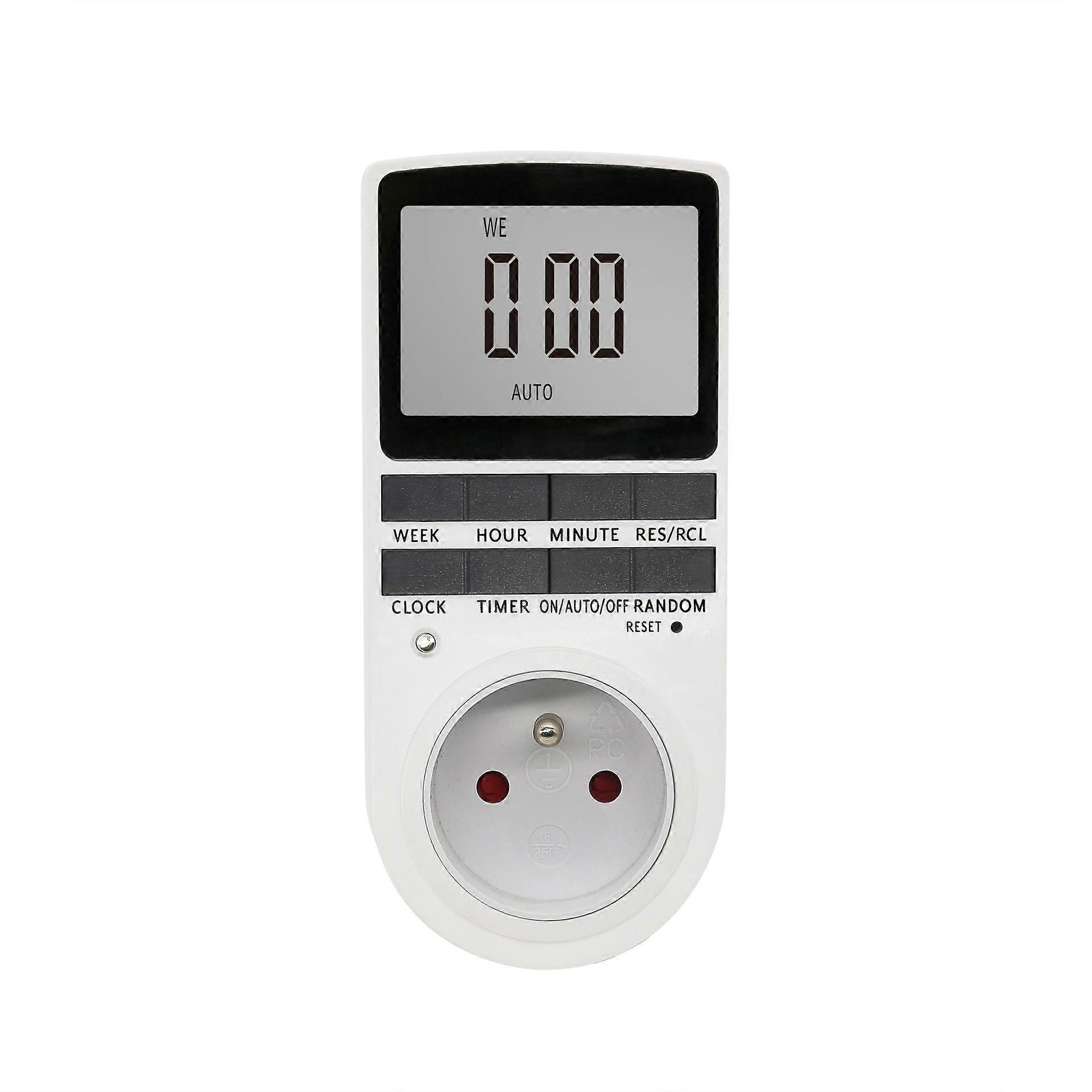 Digital Programmable Socket, Daily/Weekly Digital Timer, Electrical Socket Programmer with LCD Screen and Anti-theft Random Mode, Energy Saving, 16A/