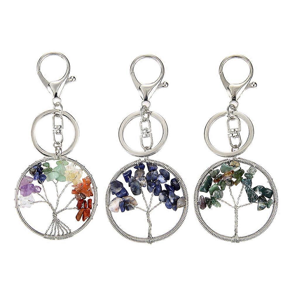 Tree Keychain with Stone Details for Handbag Pendant Car Decoration Assorted Color