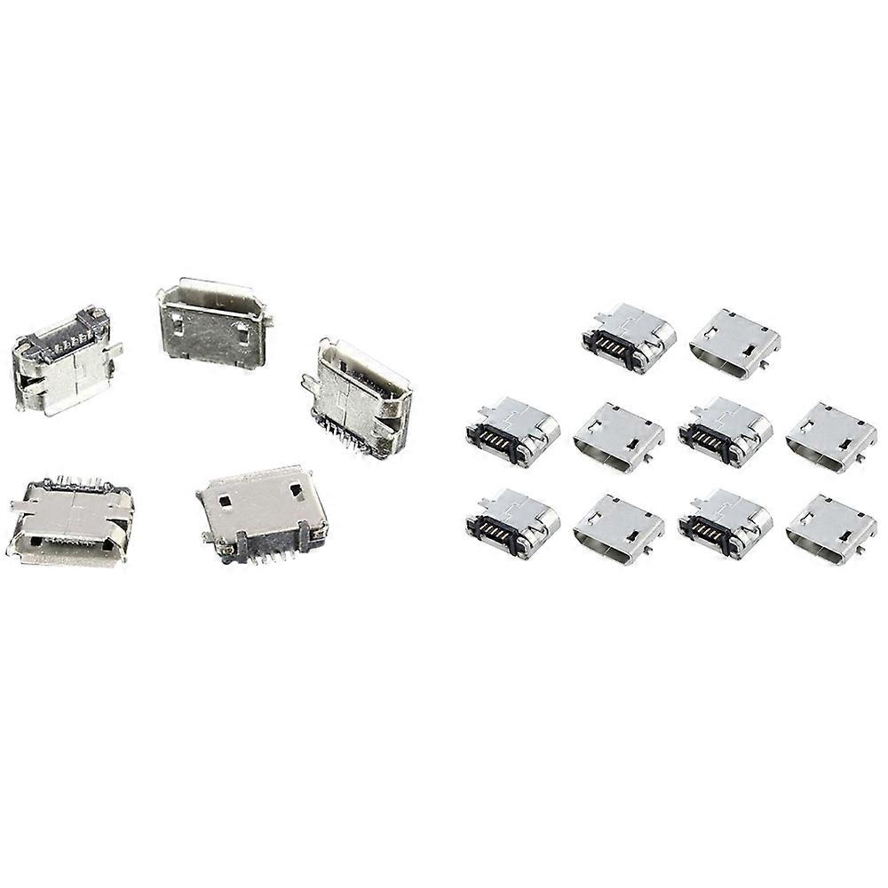 10Pcs Type B Micro-Usb Female Jack Port Socket & 50Pcs Micro-Usb Type B Female 5Pin Smt Socket Jack