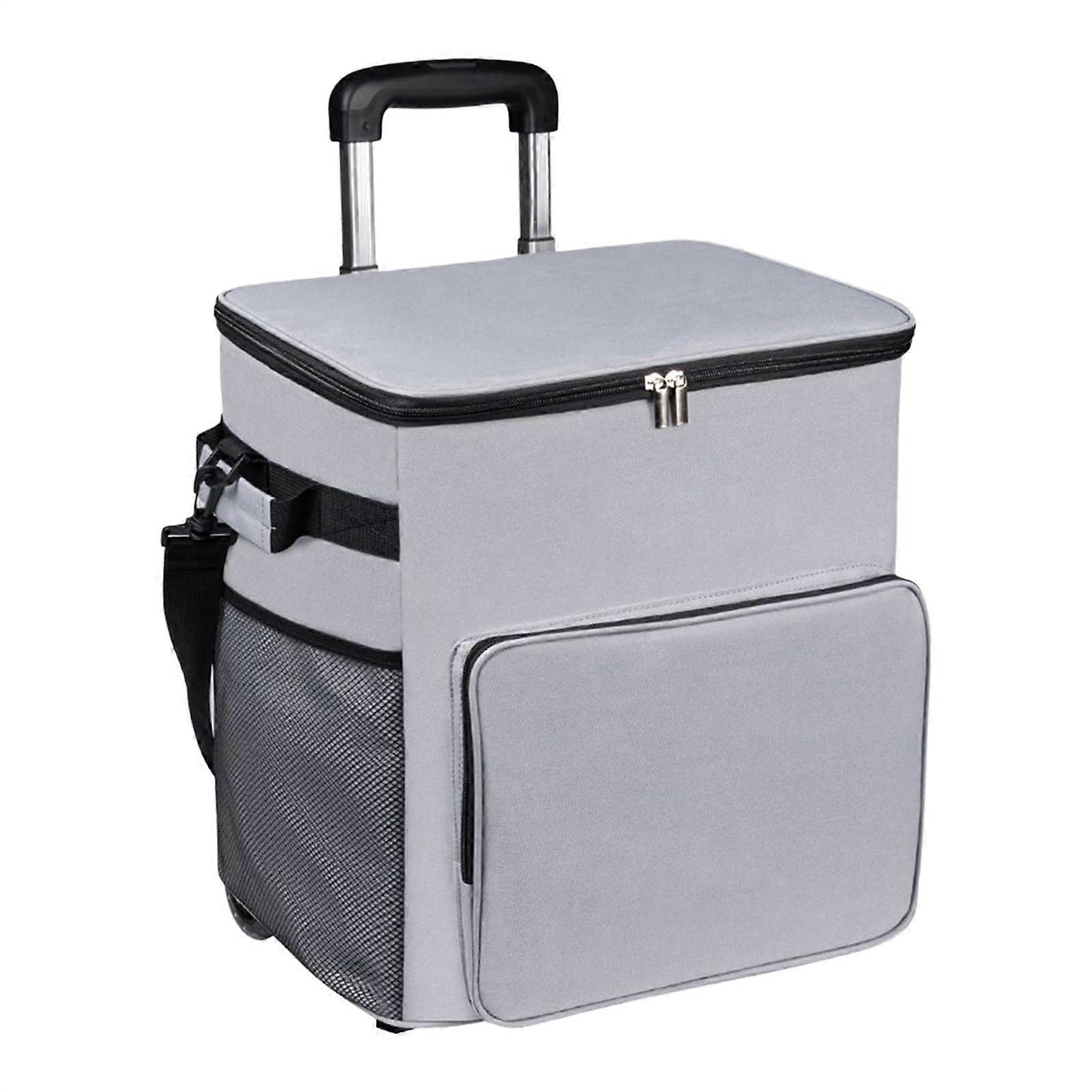Cooling Bag with Wheels Cooler with Wheels Trolley with Handle, Insulated 35L Bag for Outings, Picnic, Gray