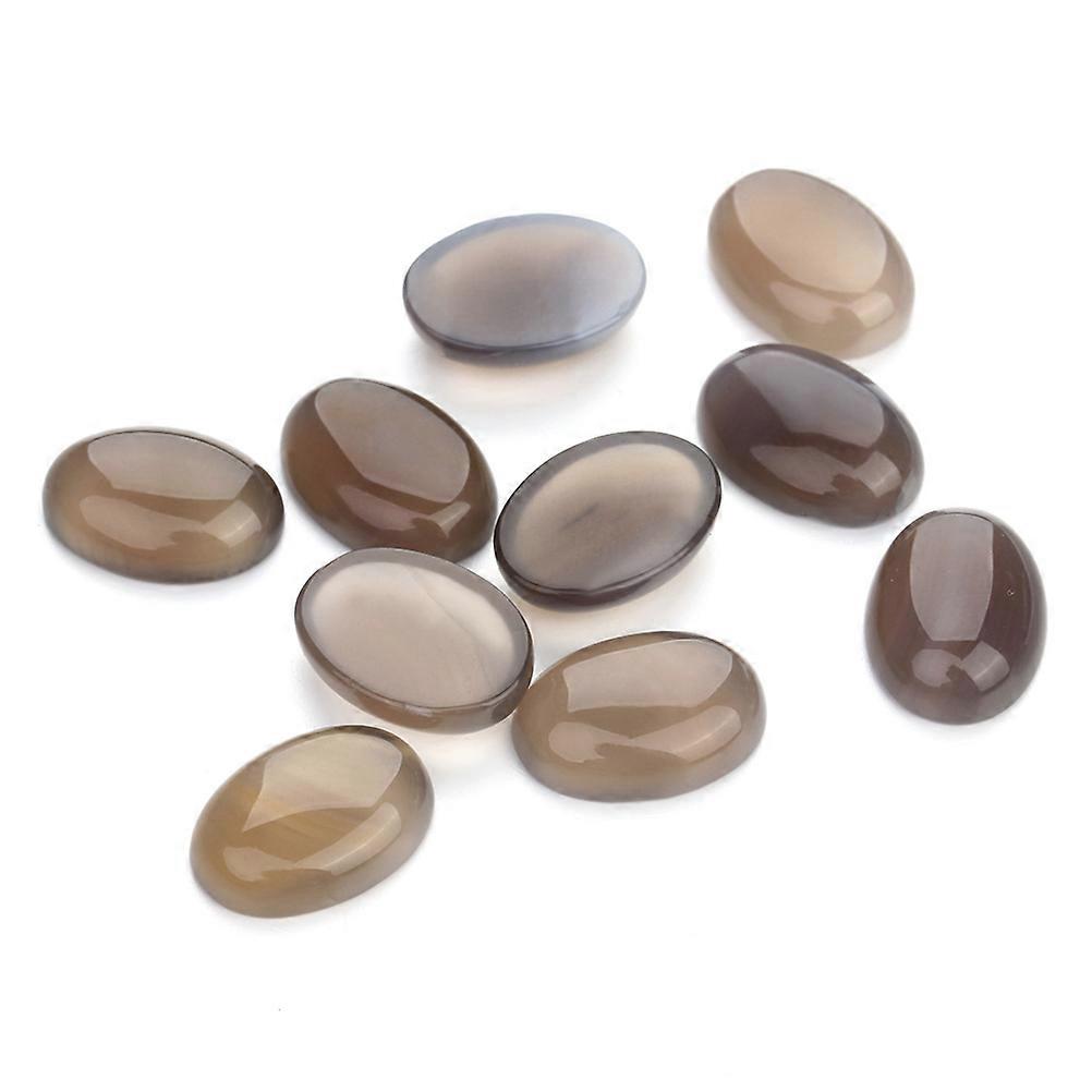 Oval Agate Stone Cabochons for Jewelry Making Grey Color 10x14MM Flat Base