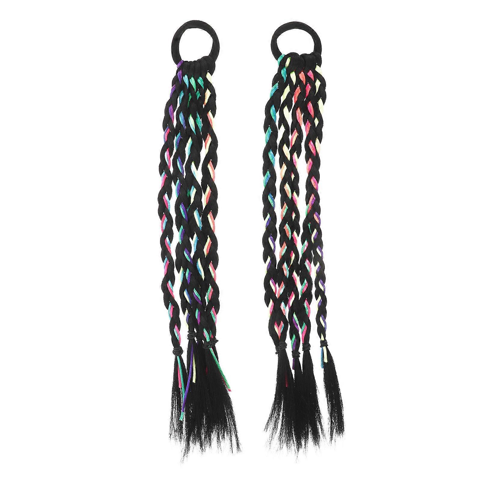 Colorful Hair Braids for Kids Comfortable High Temperature Fiber Extensions Easy to Braid Assorted Color 1 Pair
