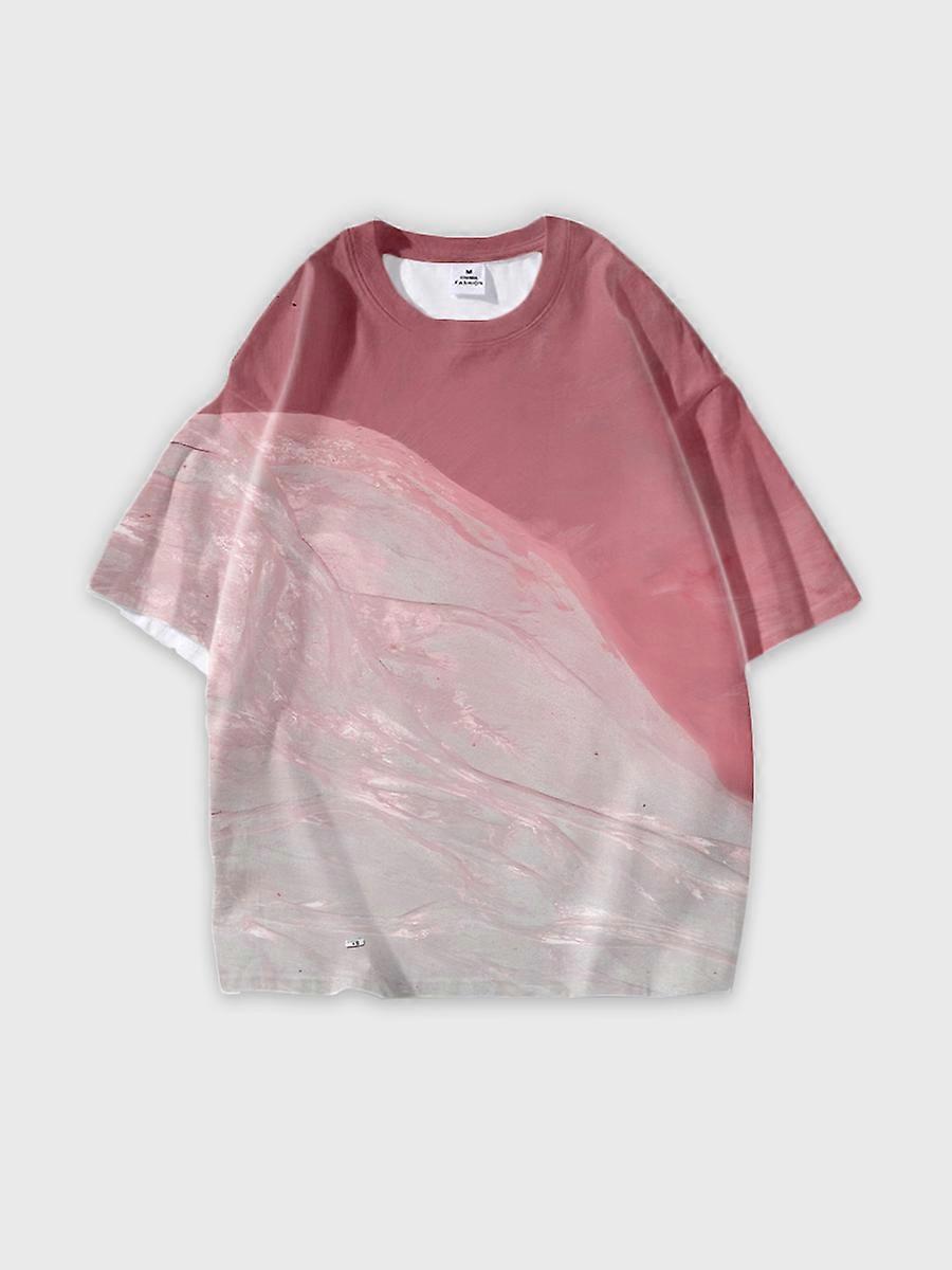 T-shirt round neck Pattern loose short sleeve B732