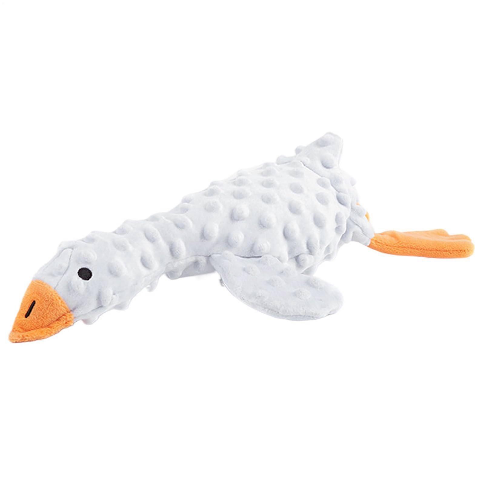 Squeaky Dog Toys for Chewing, Plush Crinkle Puzzle with Treat Hiding, Built-In Squeaker, Teeth Cleaning Design, White