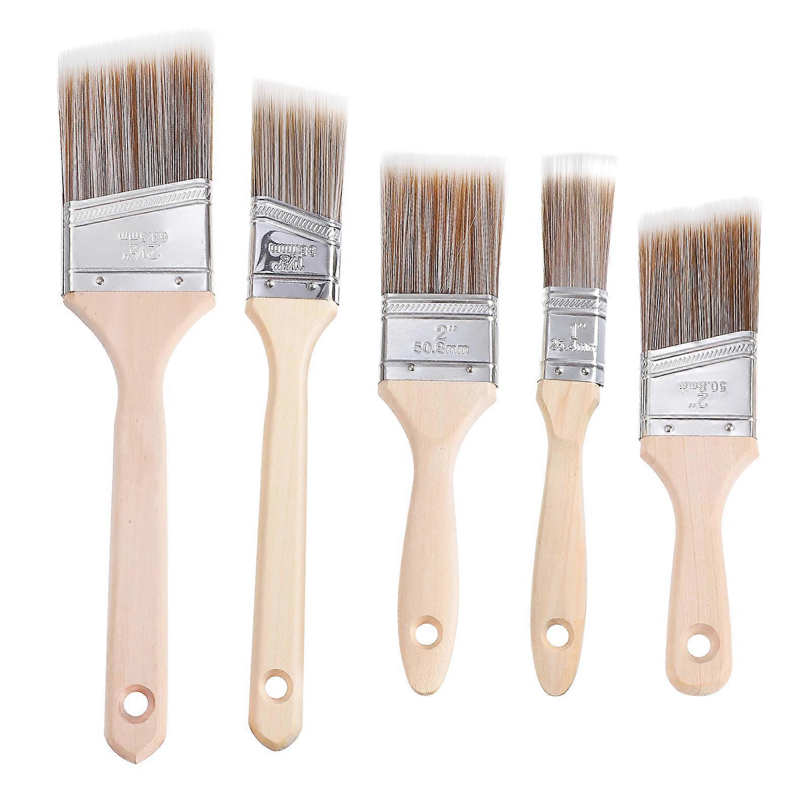 Paint Brushes Set 5Pcs Large Wash Brush For Oil Painting With Ergonomic Wood Handle Suitable For Art Creation And Craft Projects 25X6CM Beige