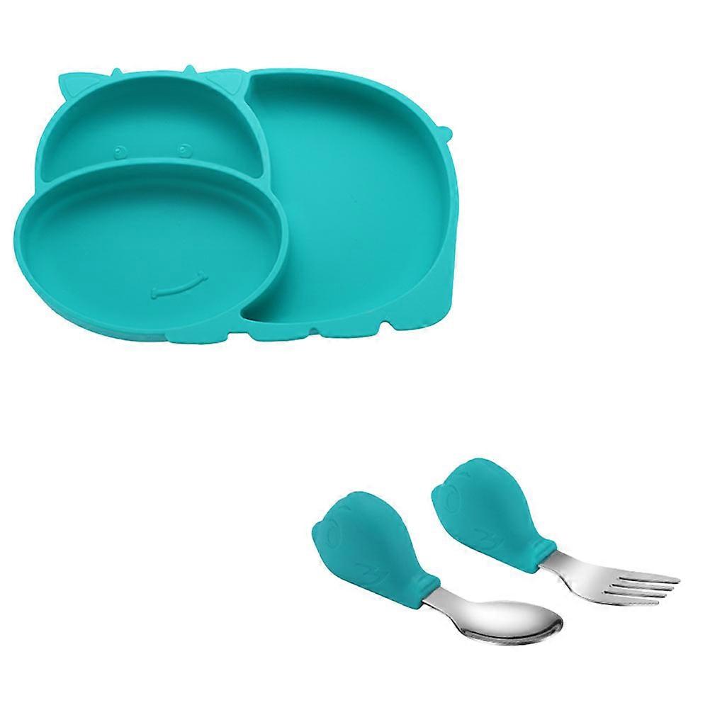 Silicone Divided Meal Plate with Fork Spoon Set – Safe, Easy Clean, Sturdy for Weaning & Training