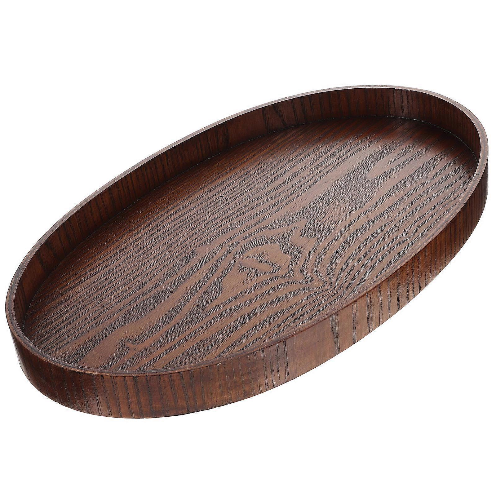 Solid Wood Oval Dinner Plate 12x7 Inch Delicate Wood Plate Decorative Tray Bread Breakfast Food Key Tray Dessert Dish Food Serving Tray Tea Coffee