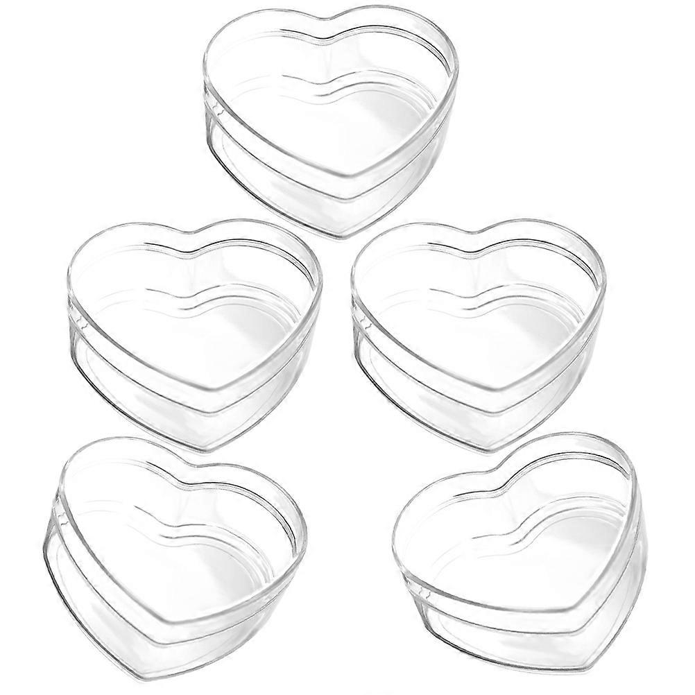 5Pcs Acrylic Heart Shape Candy Box for Wedding Use Transparent Gift Container