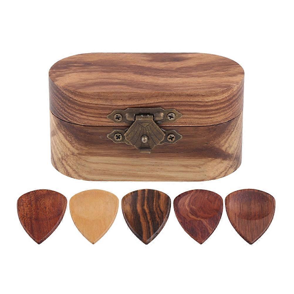 Wooden Guitar Picks Set with Storage Case – Durable and Portable Plectrum Collection for Acoustic and Electric Guitars