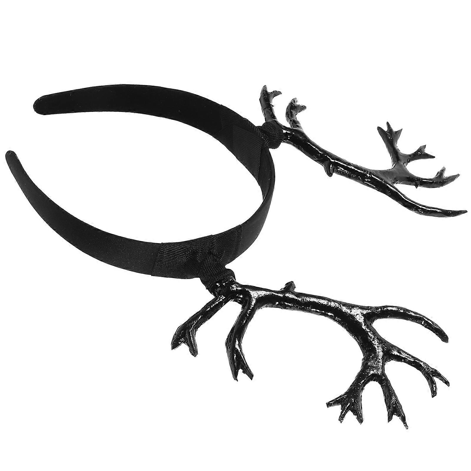 アントラーヘッドバンドエルクホーンコスチューム補完女性用24X23X2.5CMブラック耐久性1セット