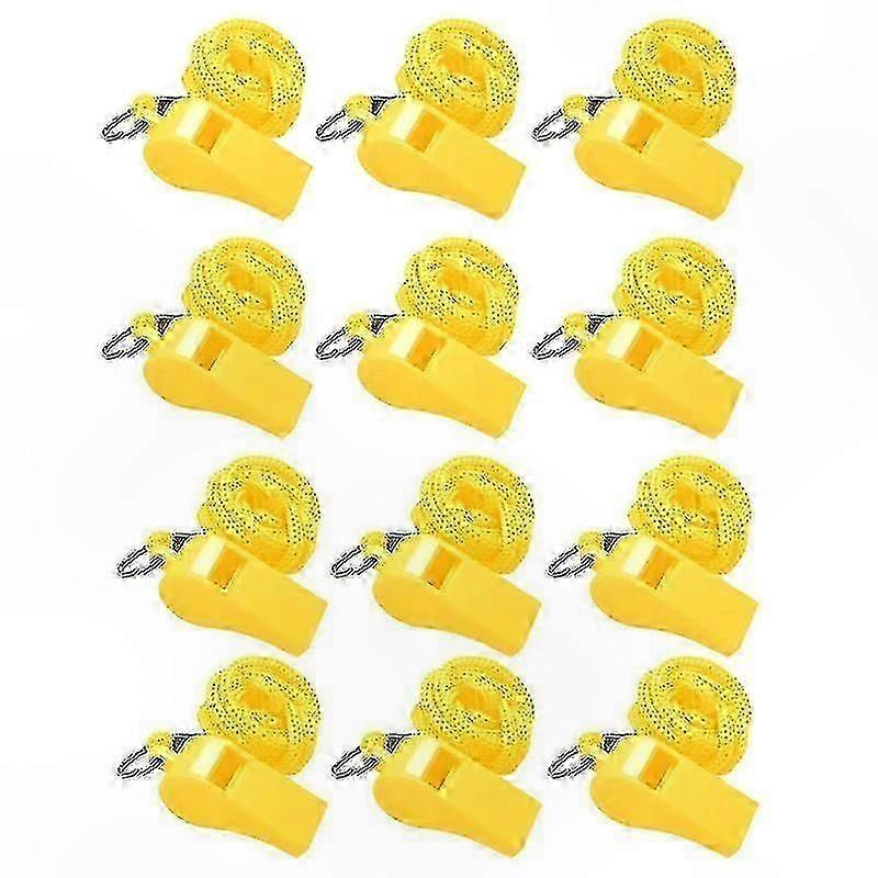 12 Pack Colorful Whistles with Lanyards - Durable, Lightweight, Easy to Carry