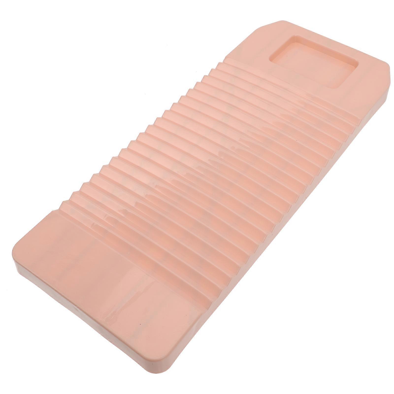 Pink Plastic Washboard with Wavy Rubbing Surface for Home Use Handheld Design Easy to Move 7.87x5.51 Inches