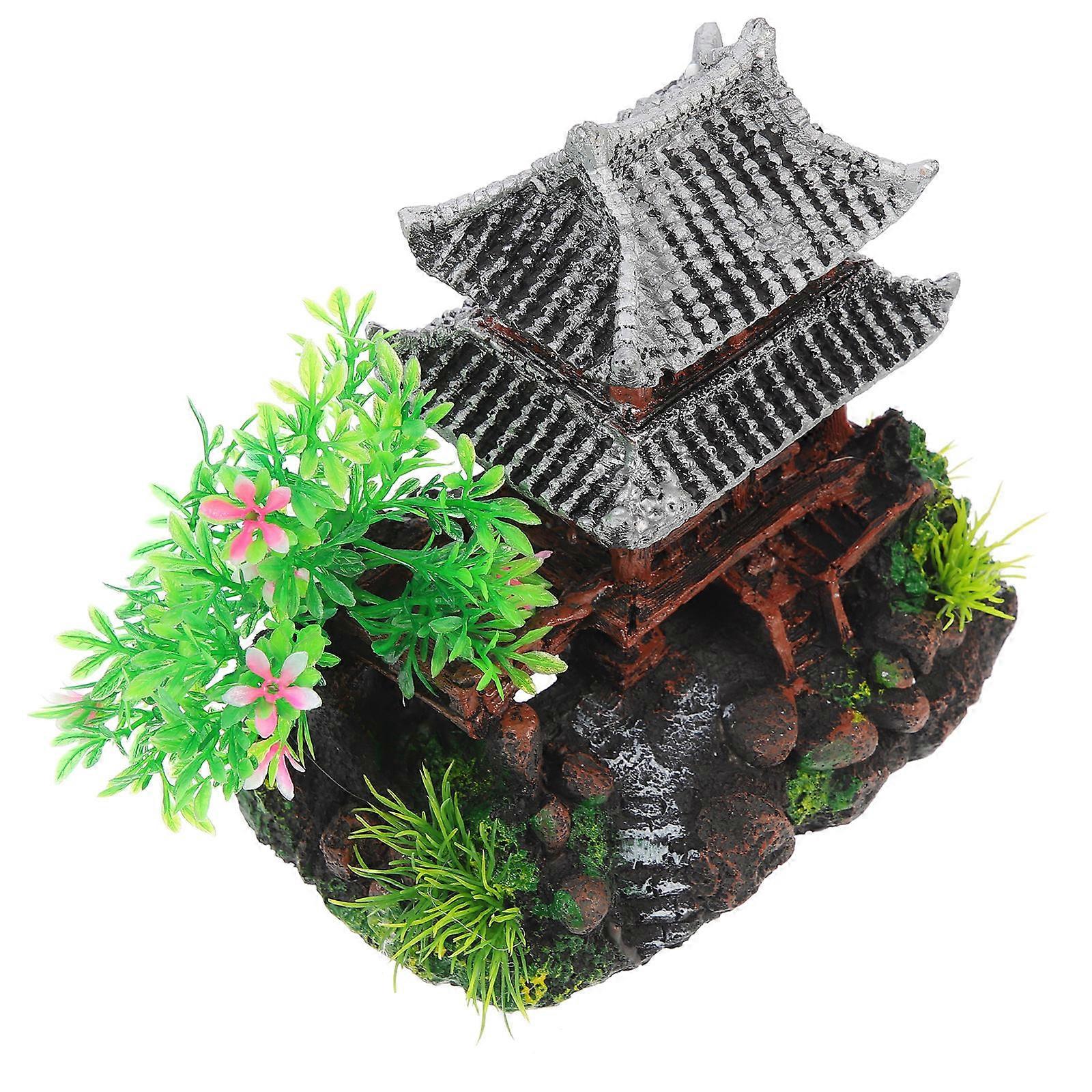 Aquarium Decorative Rockery Desktop Artificial House Ornament For Fish Tank Setup 19X15X9.5CM 1Pack