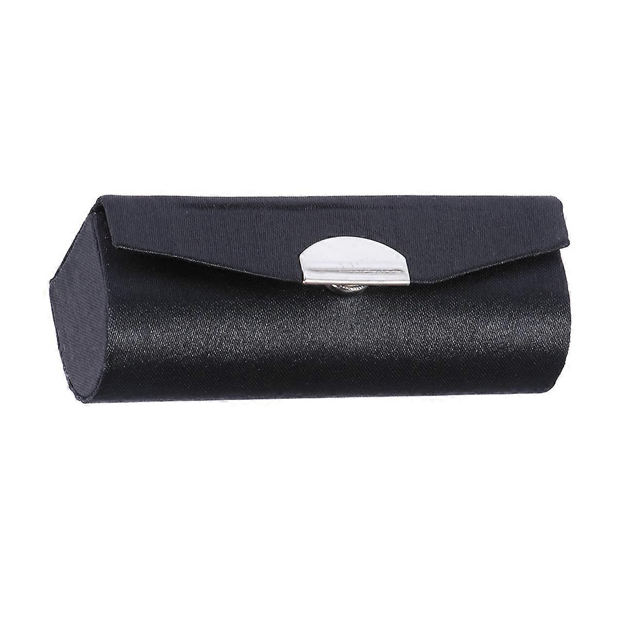 Lipstick Case Portable Organizer For Women 8.50X3.00X3.00CM Smooth Surface Black Storage With Mirror 1Pack
