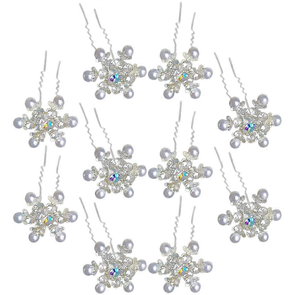 Here's a polished product description for your **10pcs Snowflake Hair Pins U Shape Rhinestone Hair Accessories for Weddings, Prom & Special