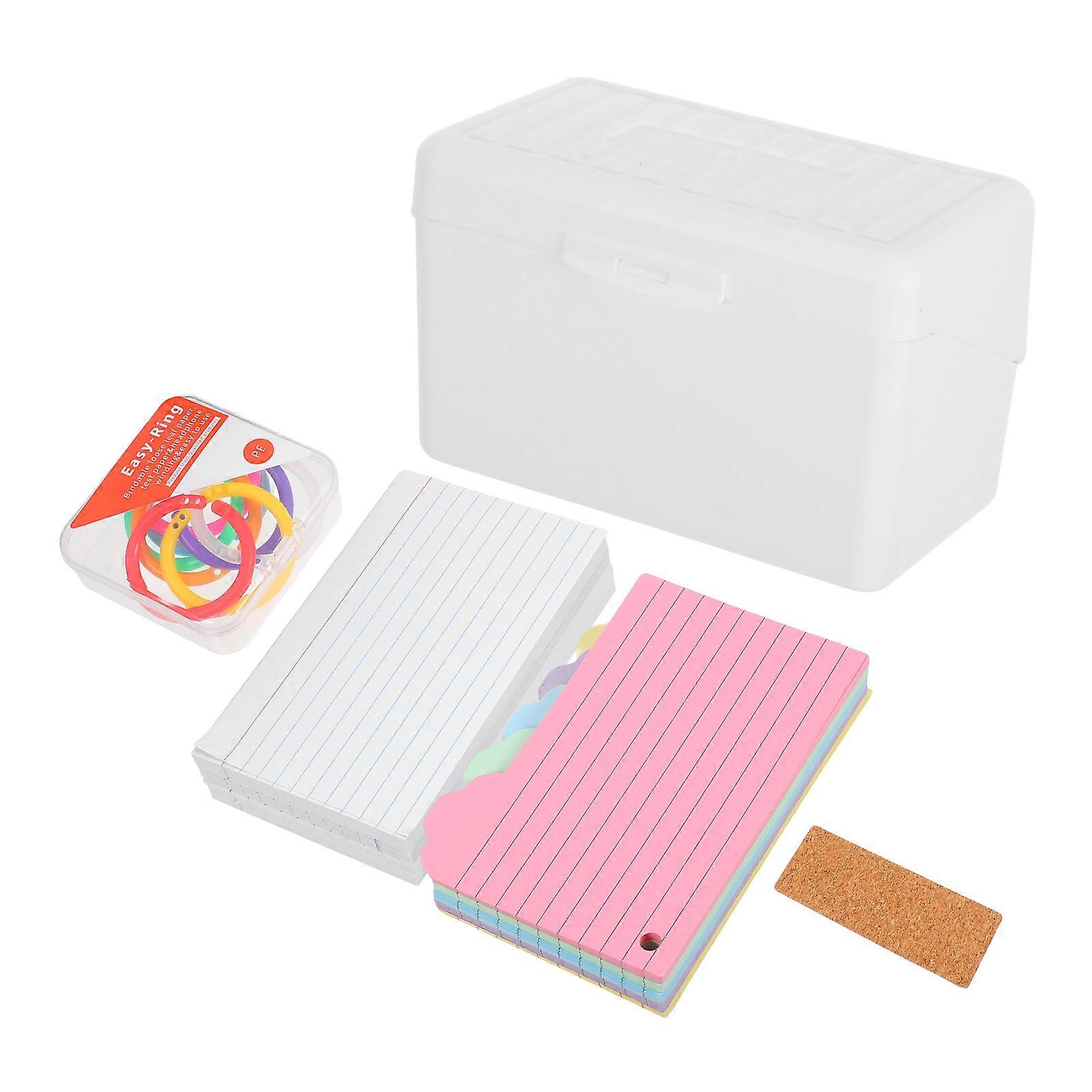 Plastic Index Card Organizer Box with Memo Cards for Office Storage Black Large Capacity 1