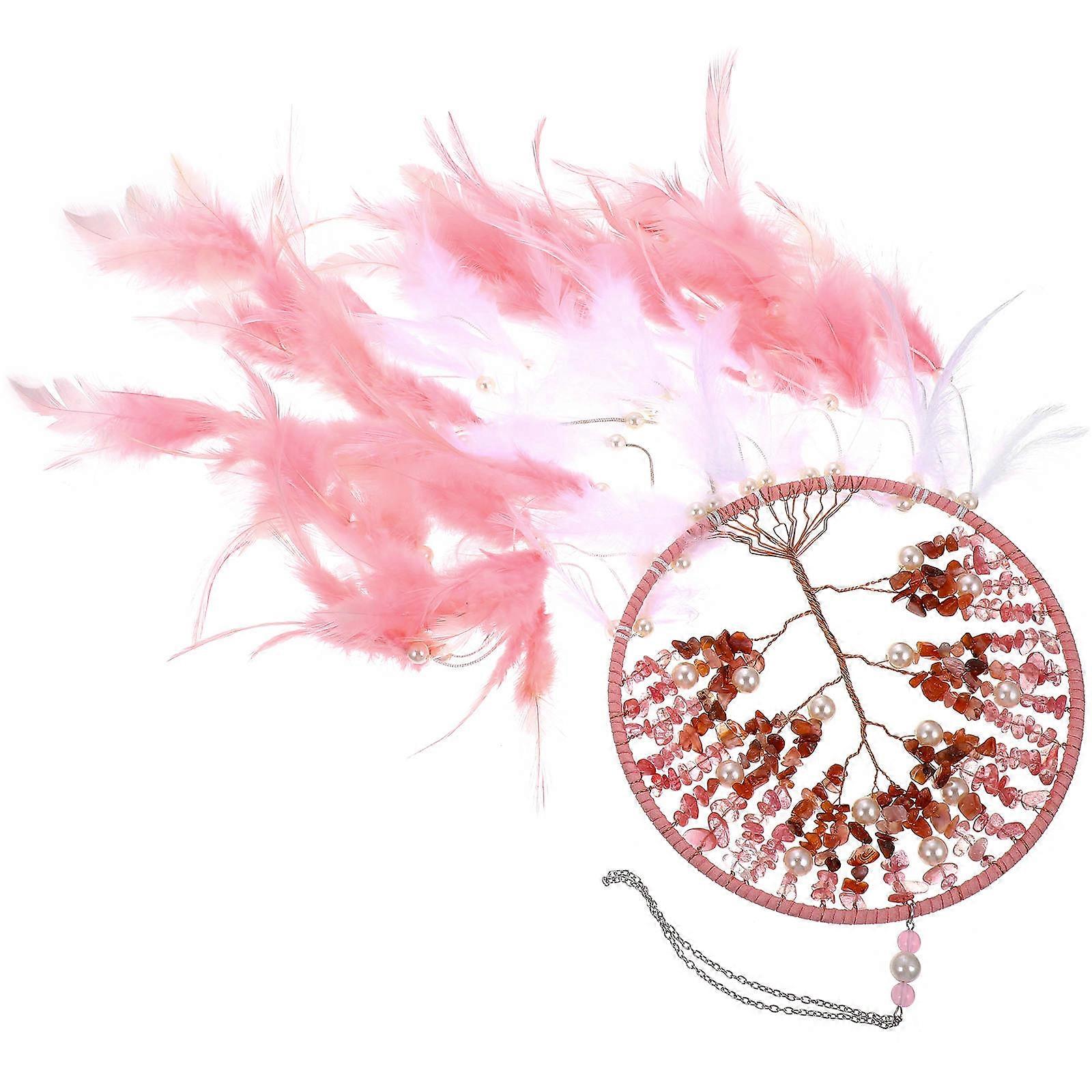 Dream Catcher Pendant for Decor Unique Pink Plumes