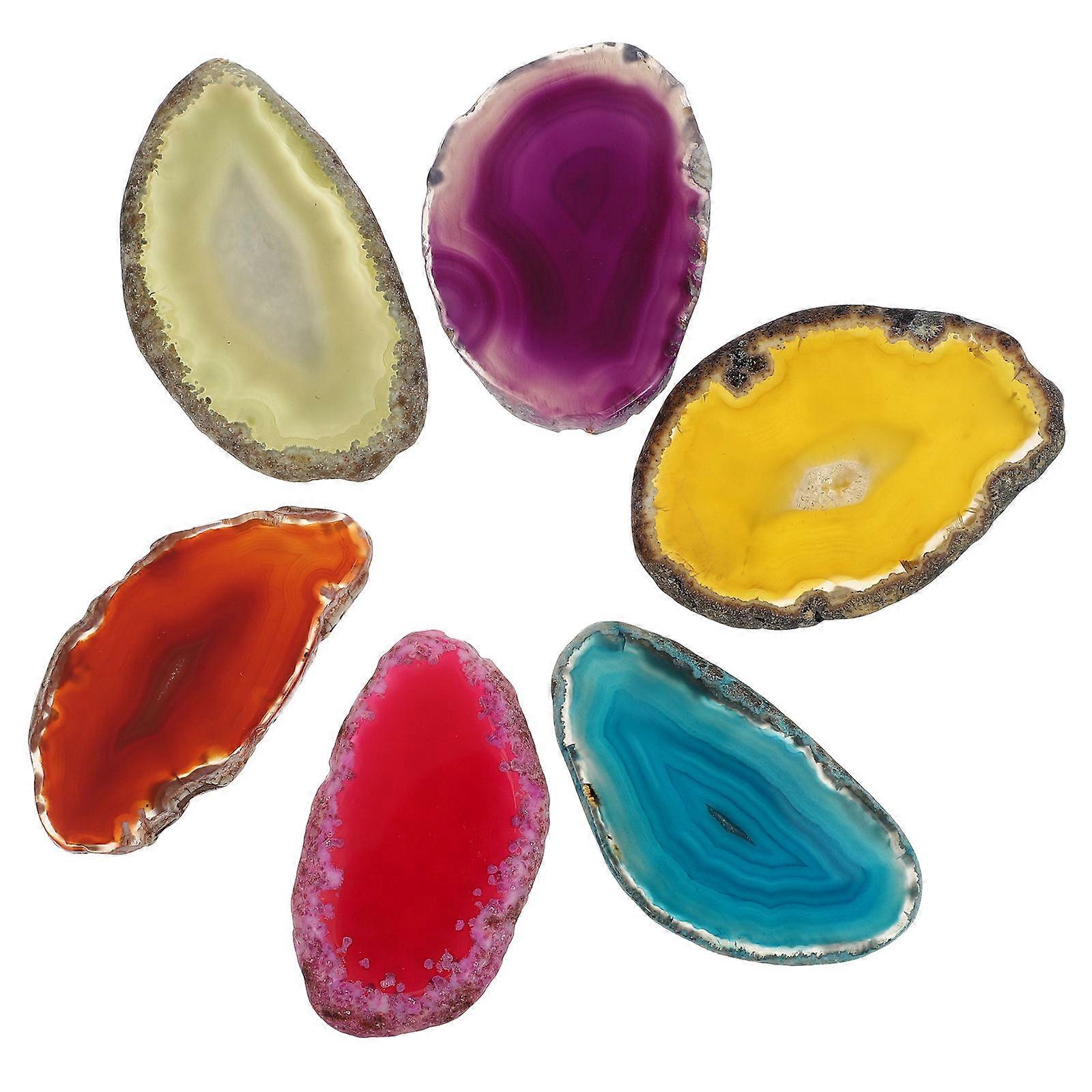 Flat Agate Slices Bulk Diy Pendant Elegant Pendant Jewelry Makers 5.5X3cm 6Pcs