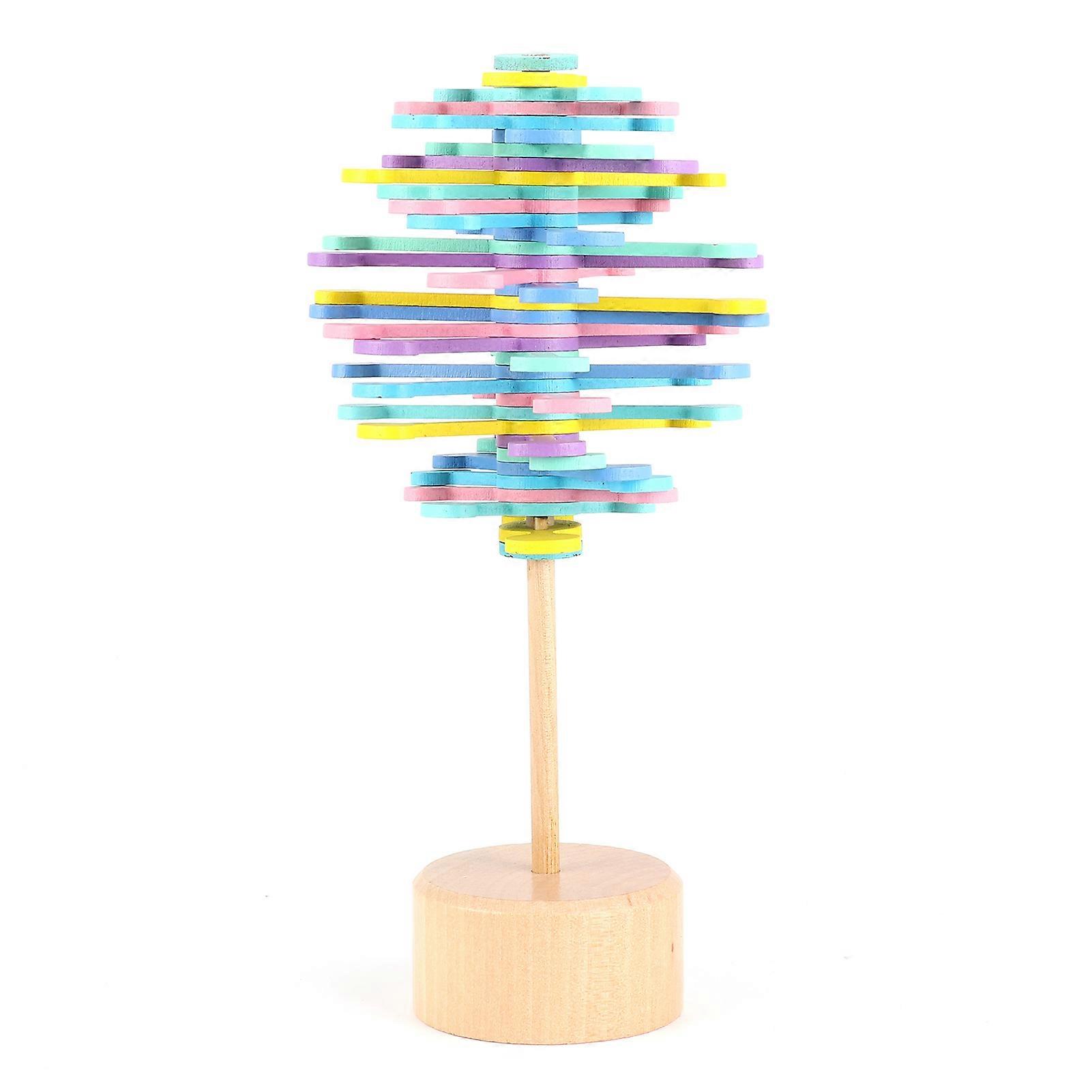 Wooden Stress Relief Toy Decompression Wand Sequence Toy Decoration for ChildrenMacaron Color