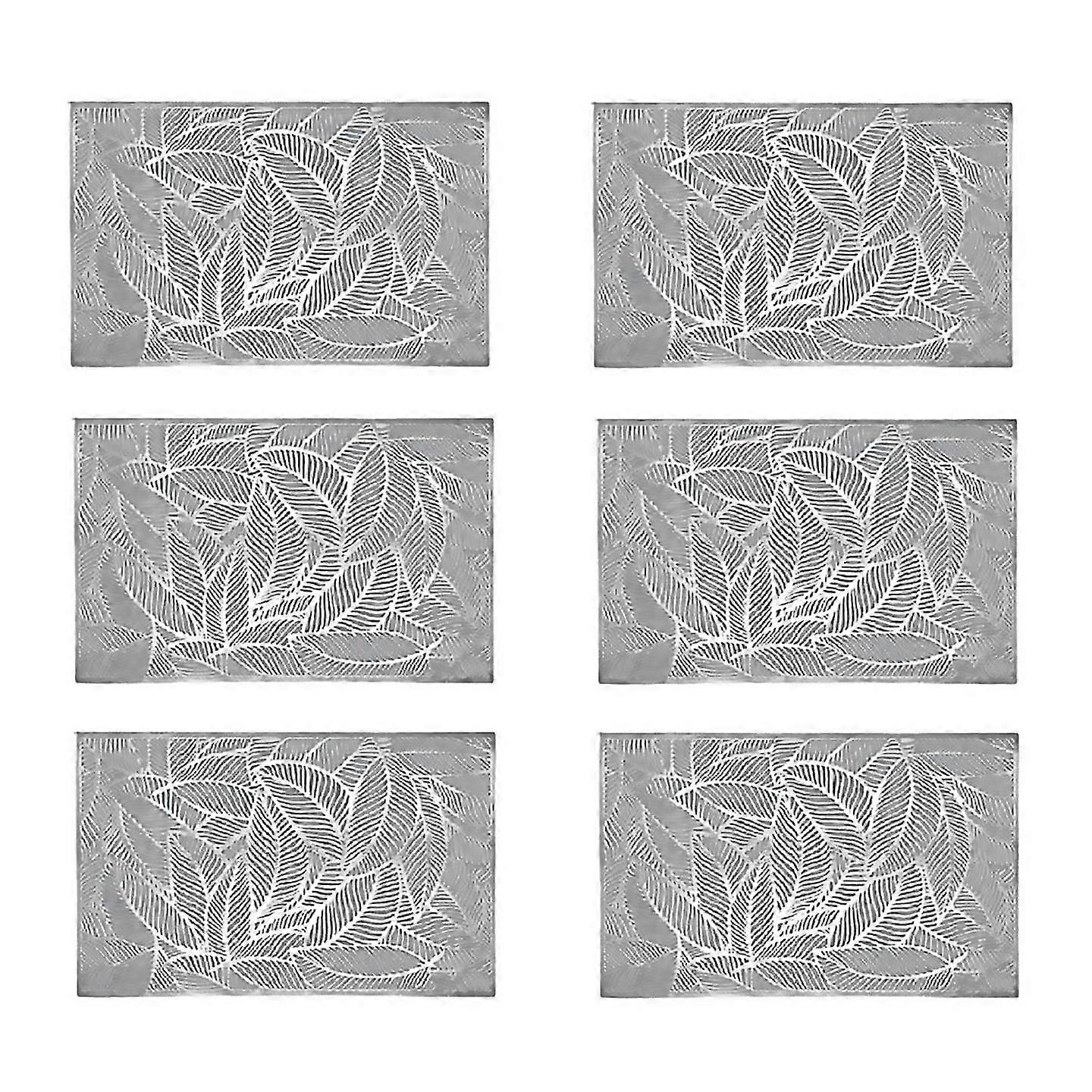 For 6pcs Rectangular Leaves Insulated Placemats Hollowedout Placemat A
