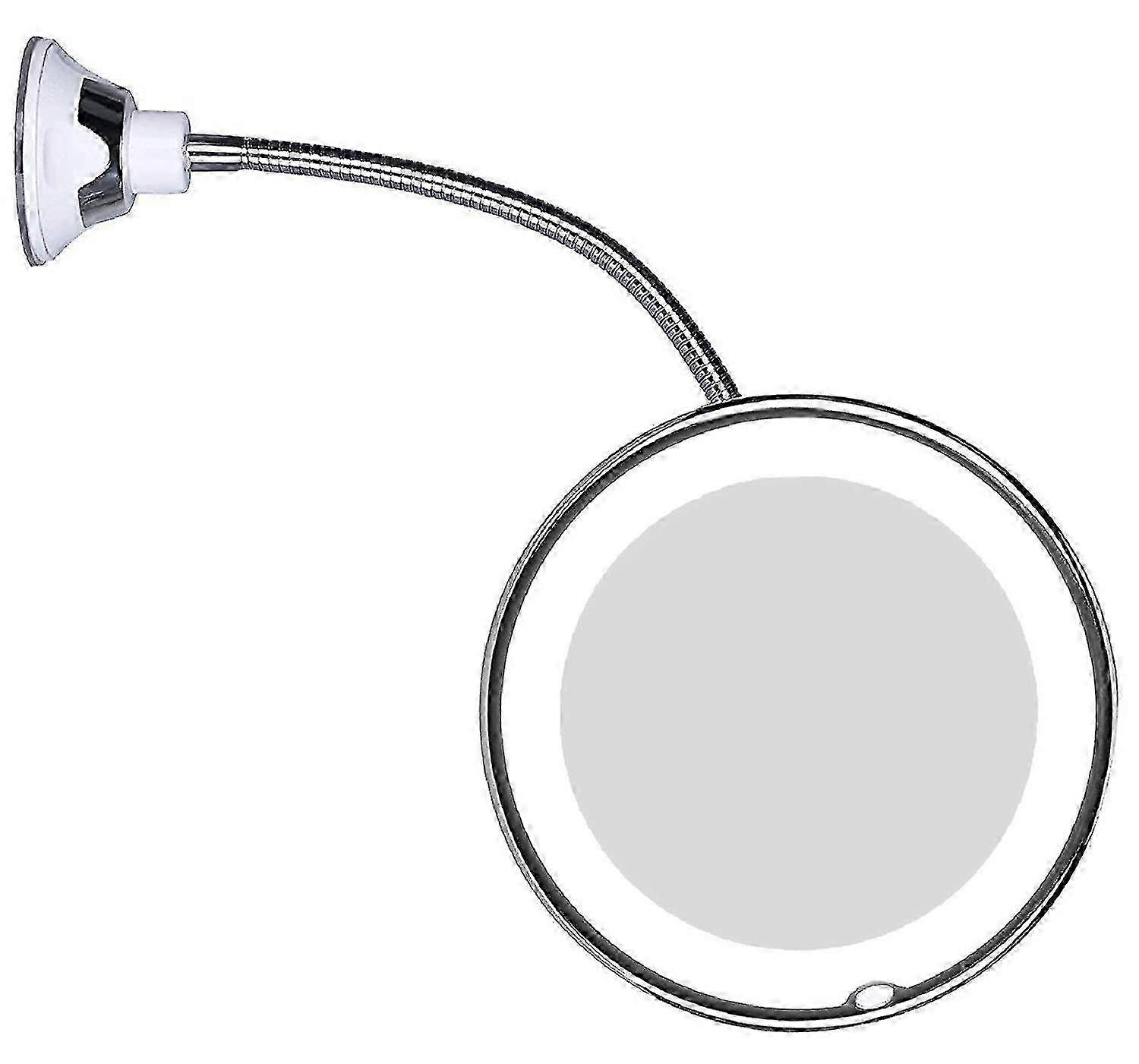 10x Magnifying Makeup Mirror with Flexible Gooseneck, LED Light & Suction Cup - Bright Diffused Light for Makeup