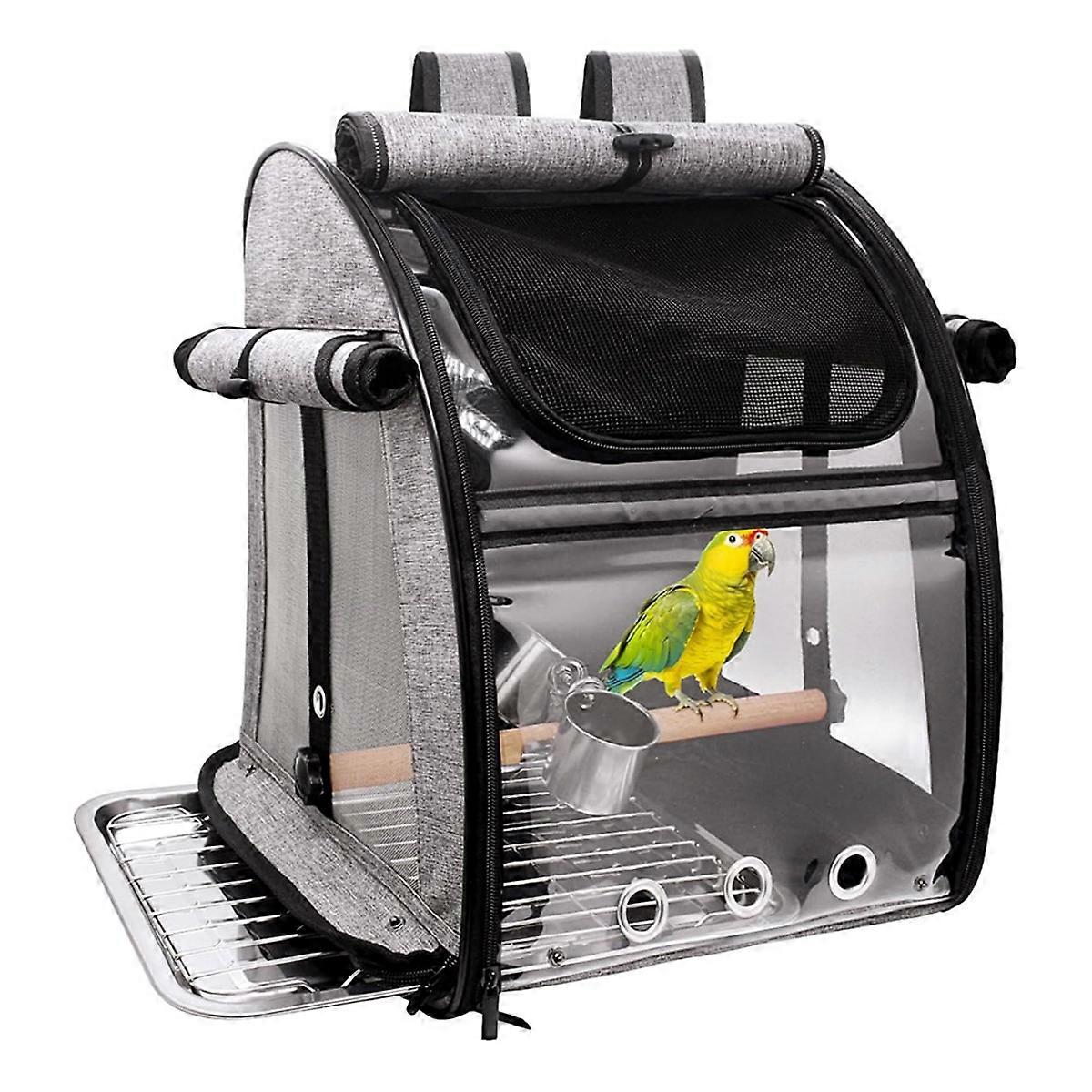 Bird carrier bag with perch