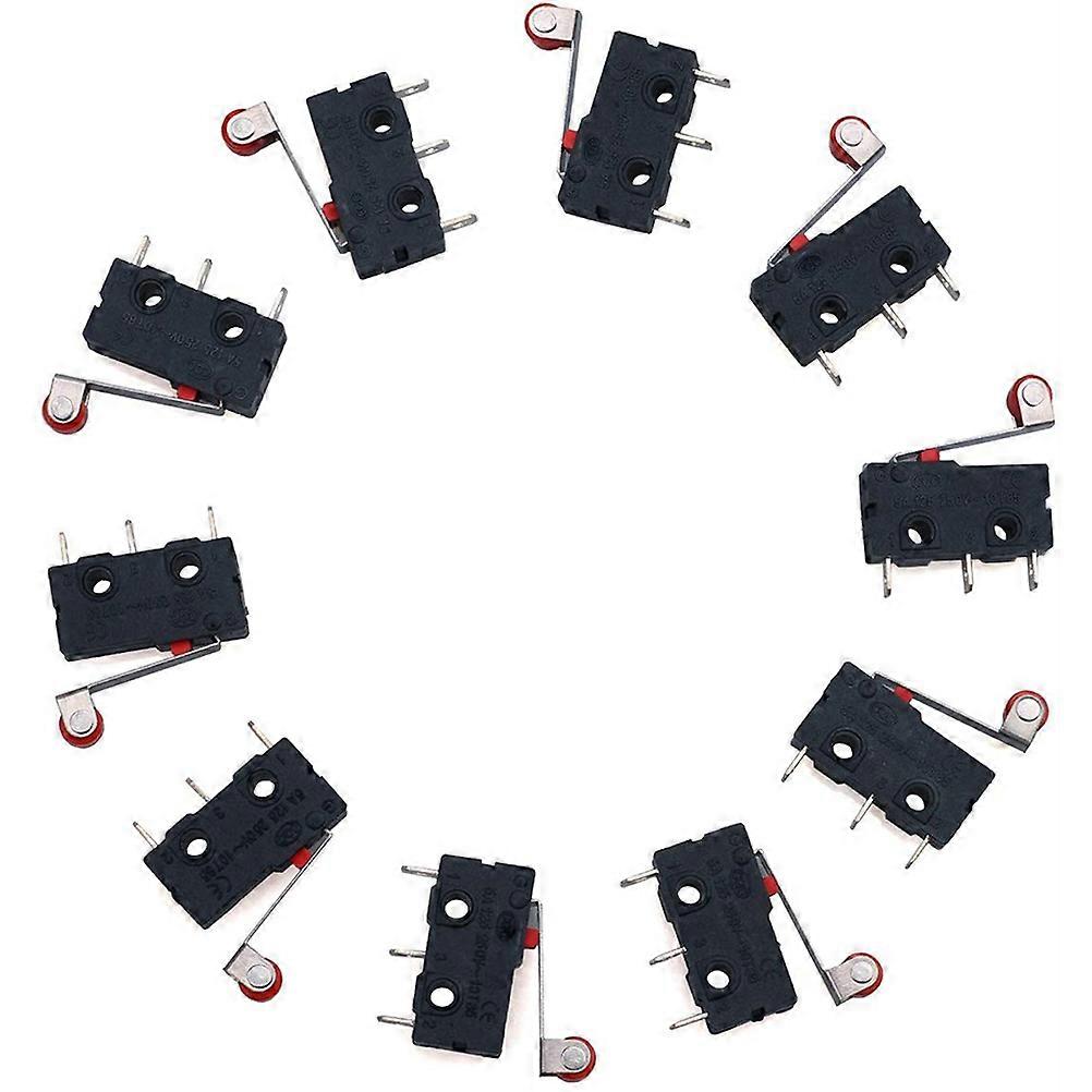 50PCS 3 Momentary Hinge Roller Lever Micro Switch 5A 125 250VAC Black