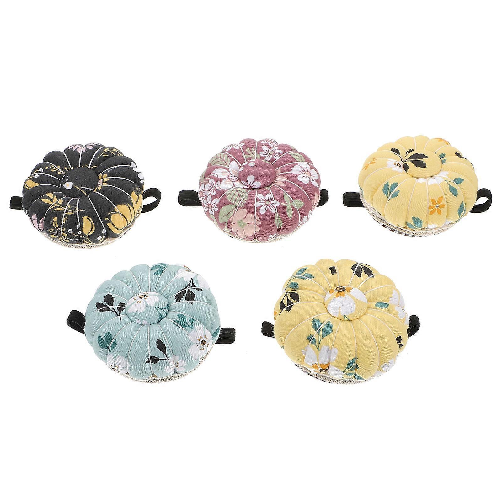 5Pcs Assorted Color Pin Cushion Embroidery For Women Needle Storage Convenient Wrist Comfort Feature