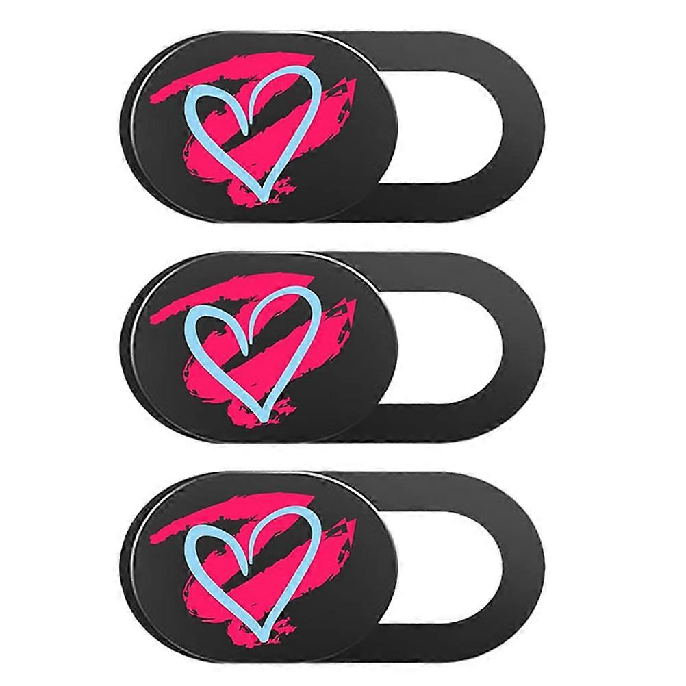 Heart Pattern Webcam Privacy Covers 3PCS Adhesive Sliding Shields for Laptops and Mobile Devices Lightweight, Easy to Apply, Prevents