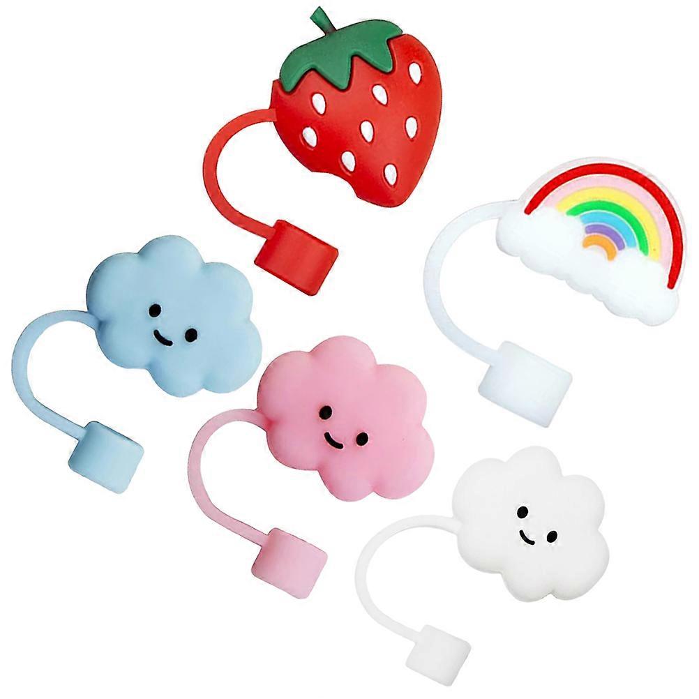 Silicone Straw Covers Cute Appearance Dust-Proof Protective 3x2cm 5Pcs