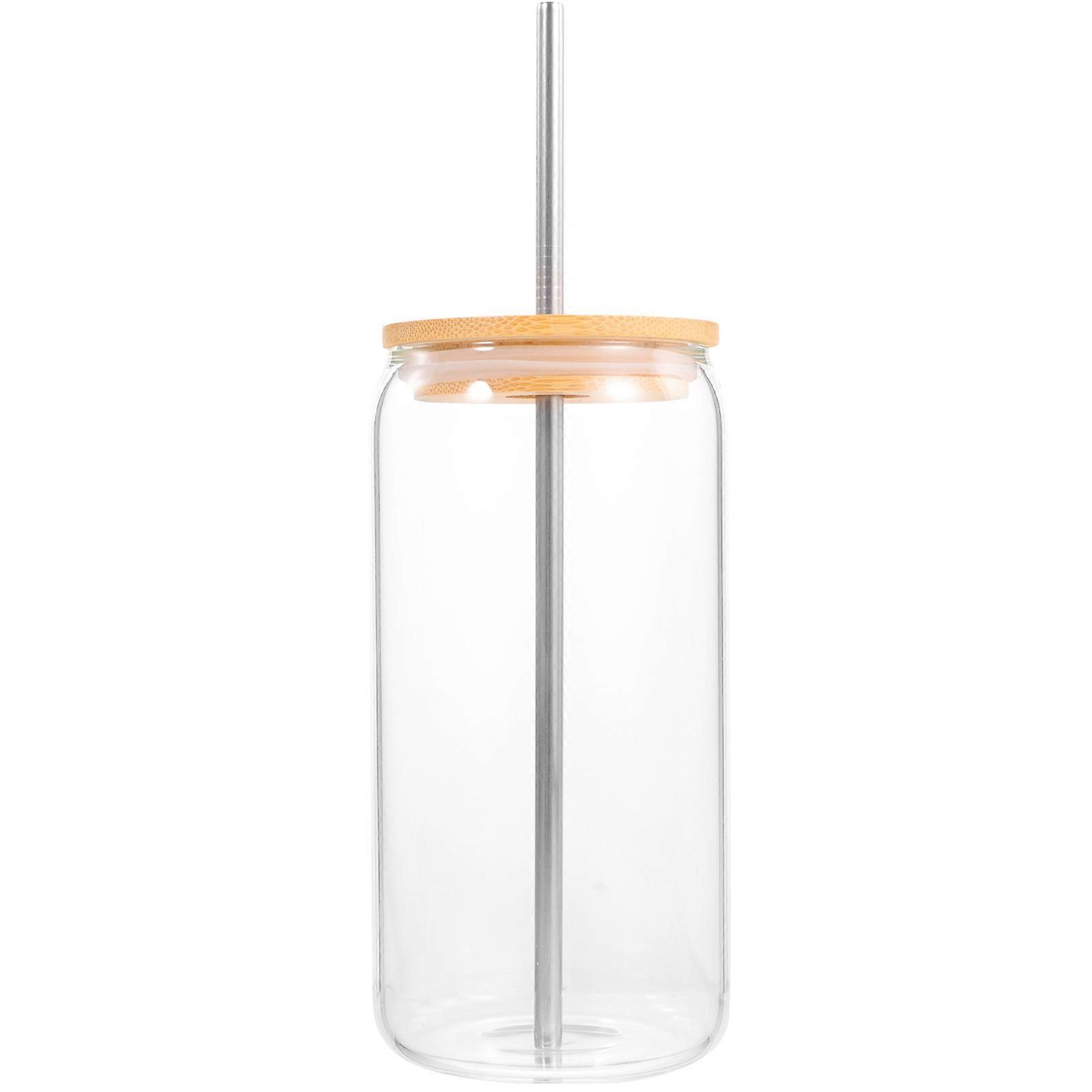 Beverage Cup Coffee Cup With Straw Lid Perfect For Home Use 500ml Cylindrical Design 1 Set
