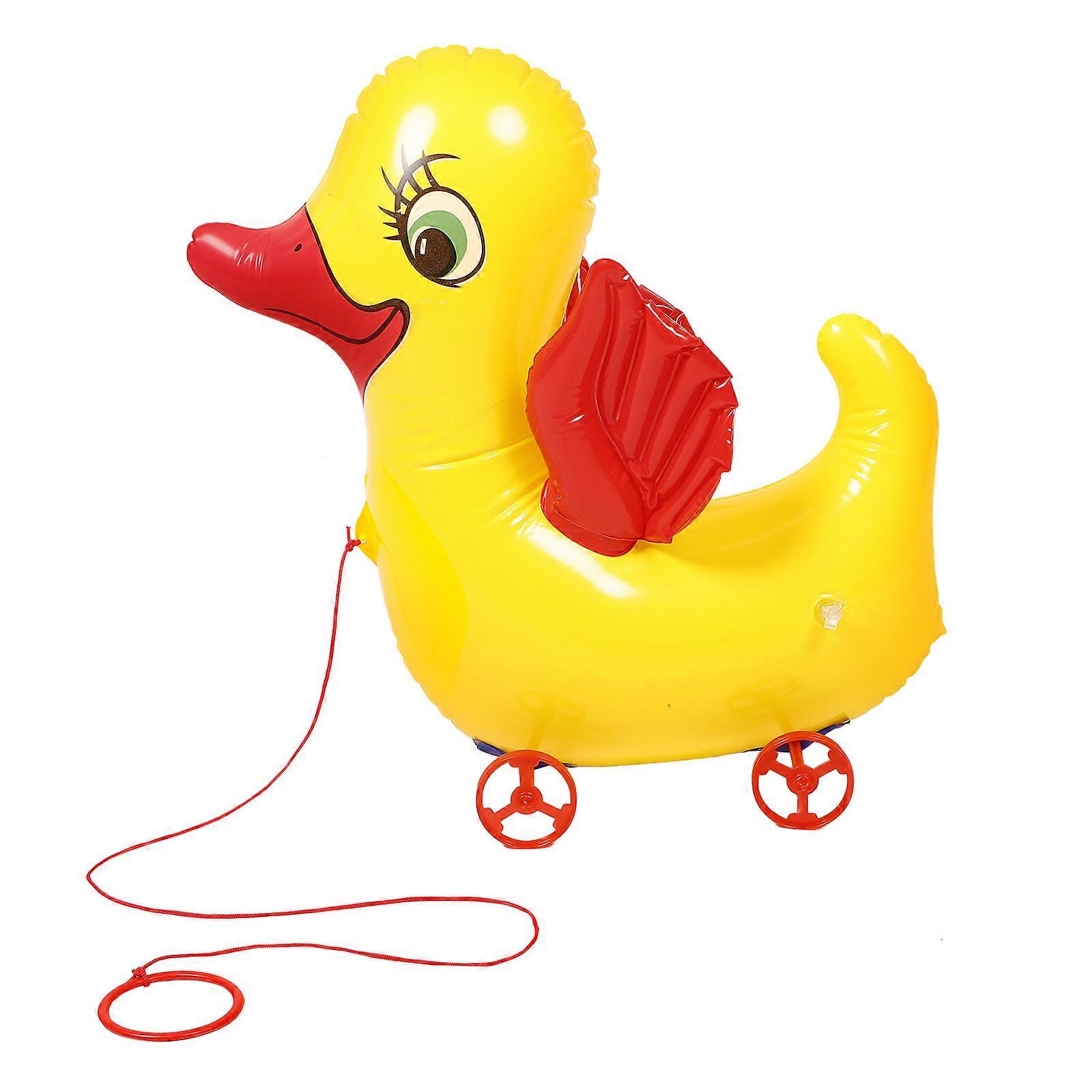 Walking Animal Balloons with Wheels, Cartoon Duck Pull Along Inflatable for Birthdays, Showers, and Farm Animal Party Favors, Easy Inflation, Quality