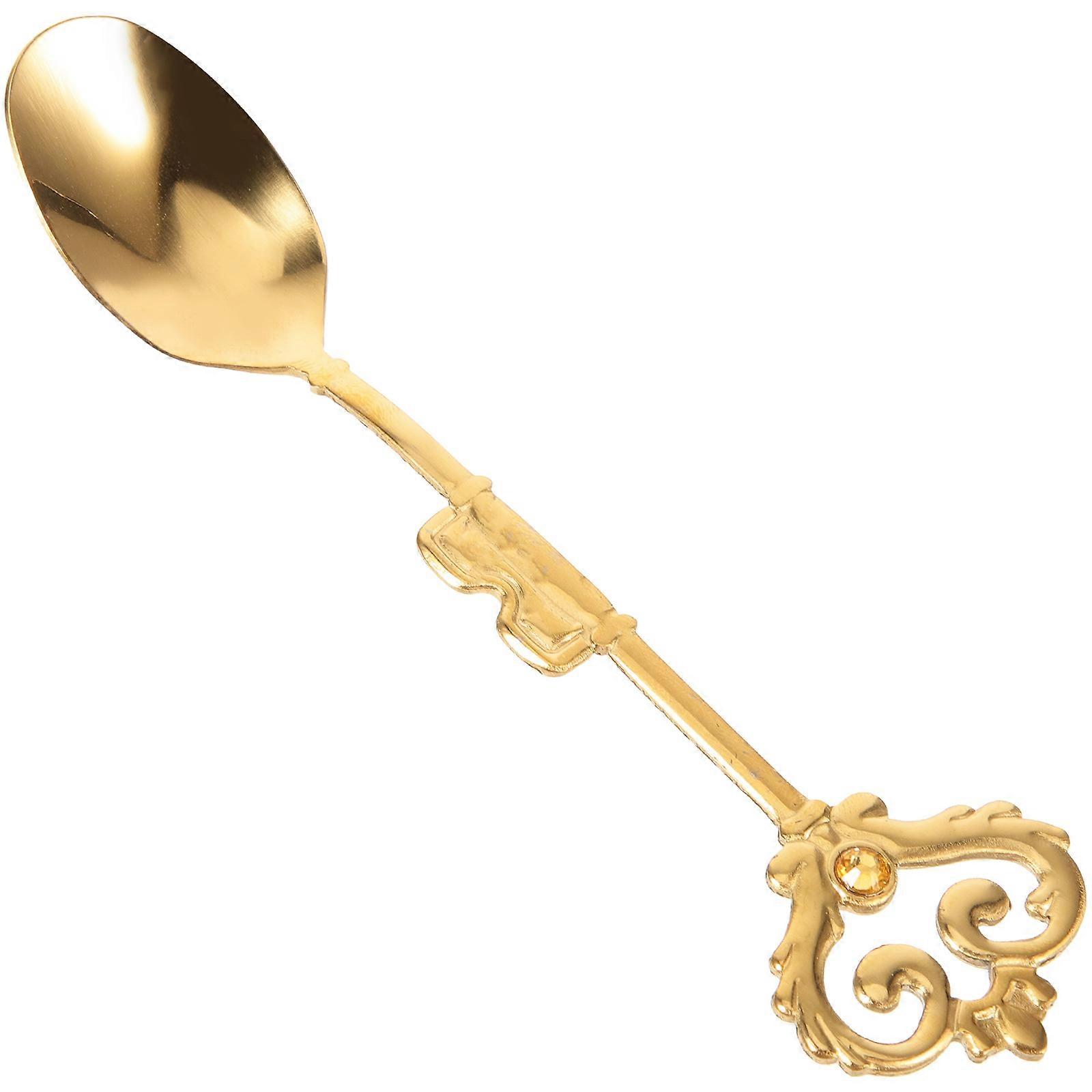 Golden Stainless Steel Ice Cream Spoon for Party with Smooth Surface and Humanized Handle 7.8 inches