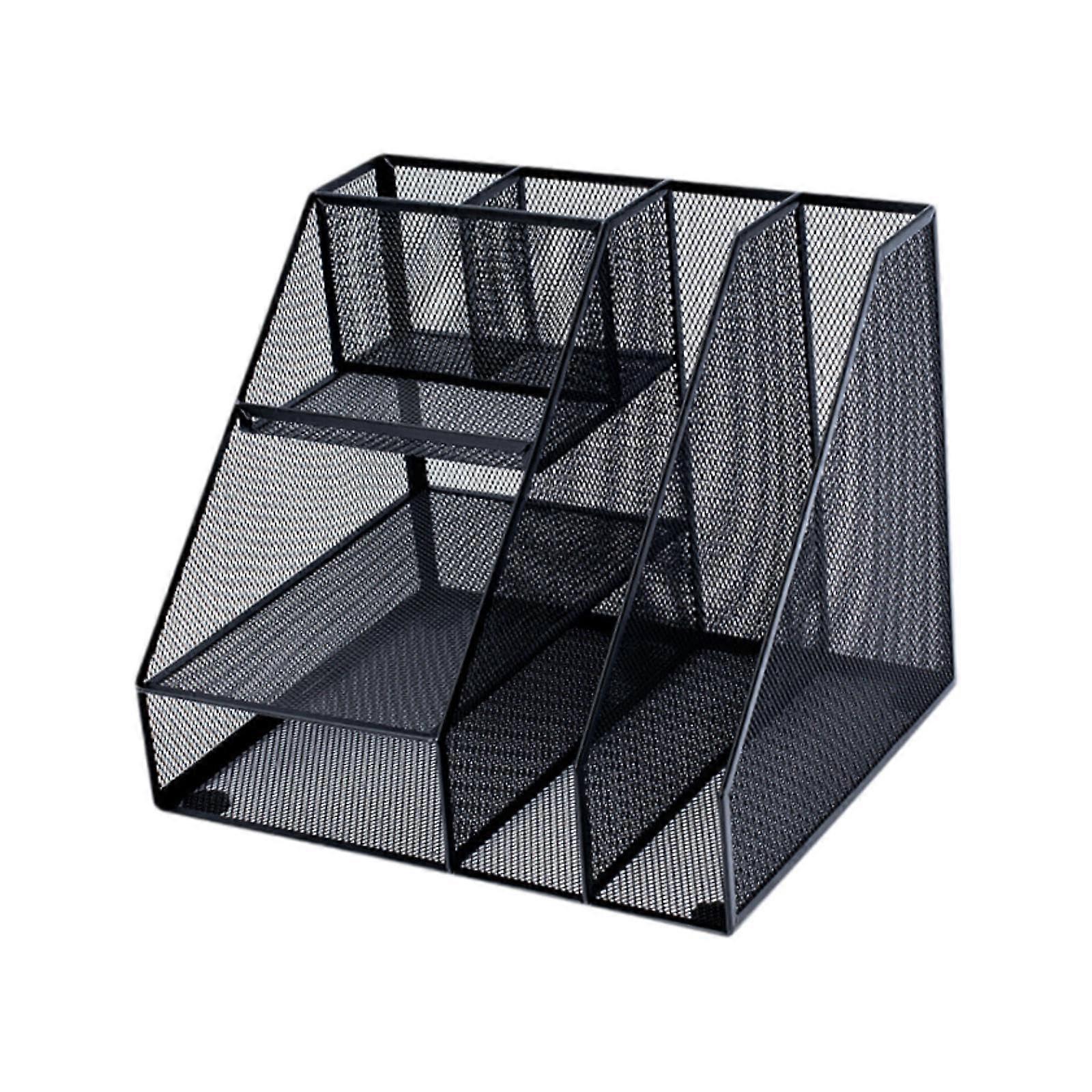 Mesh Desktop File Organiser 3-Tier Paper/Letter Tray Desk Magazine Rack Metal Mesh Office Storage for Home