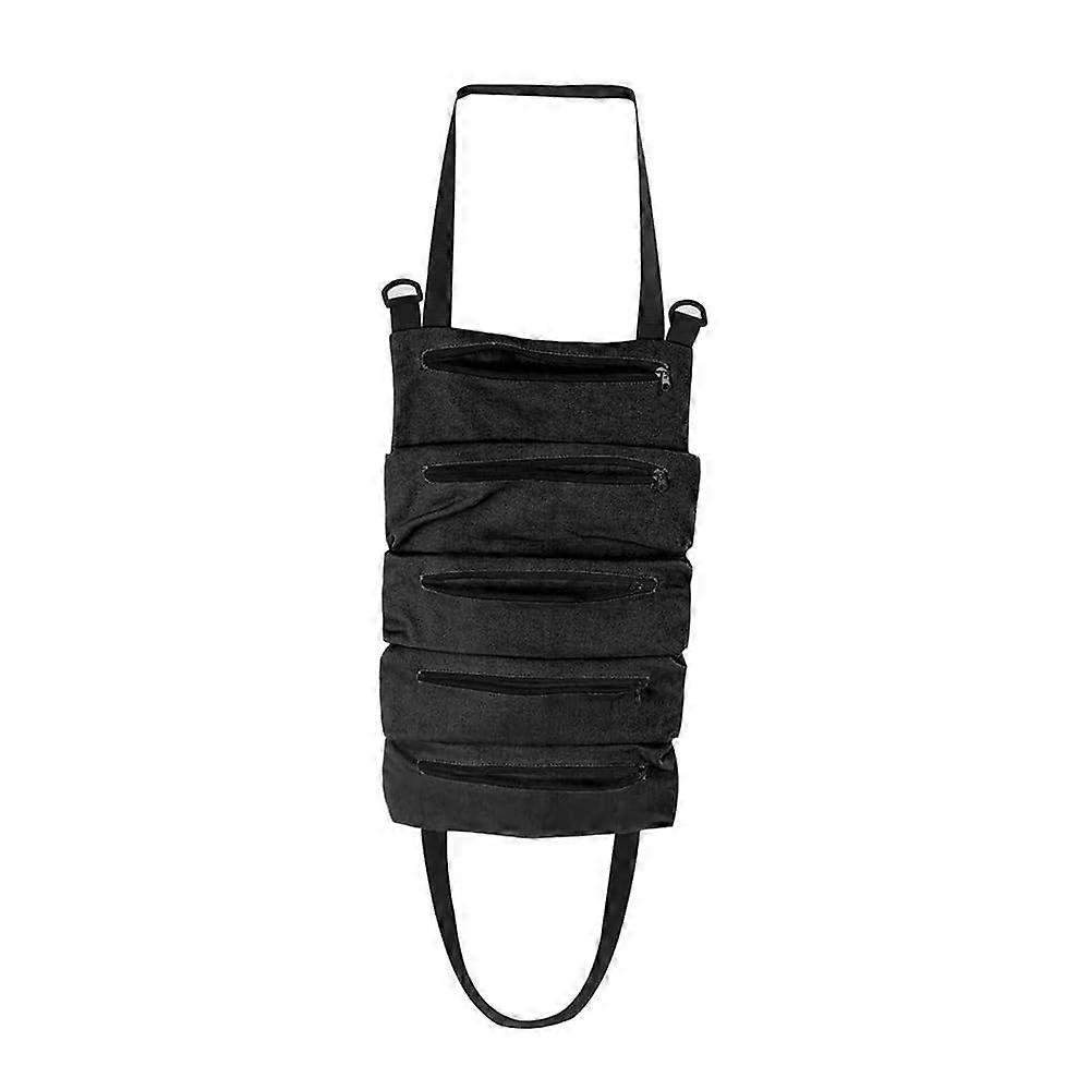 Multi-Purpose Tool Bag, Small Shoulder Tool Organizer, Hanging Zip Pouch, Black Storage Tote M Black