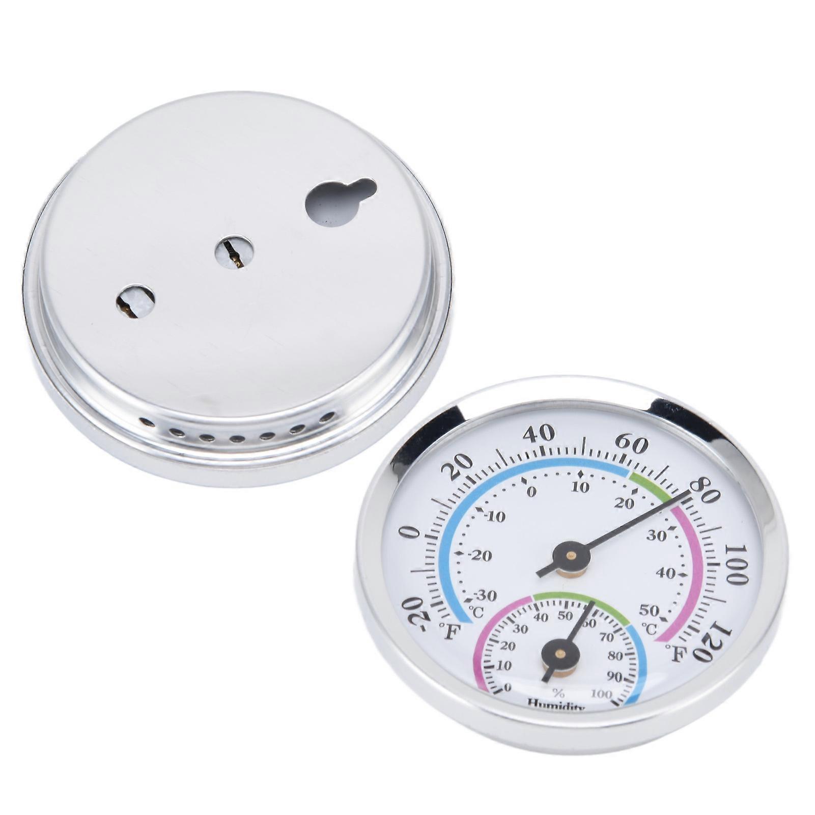 Mini Indoor Thermometer Hygrometer 2 in 1 Compact Structure Clear Scale Silver Humidity Monitor Gauge for Greenhouses