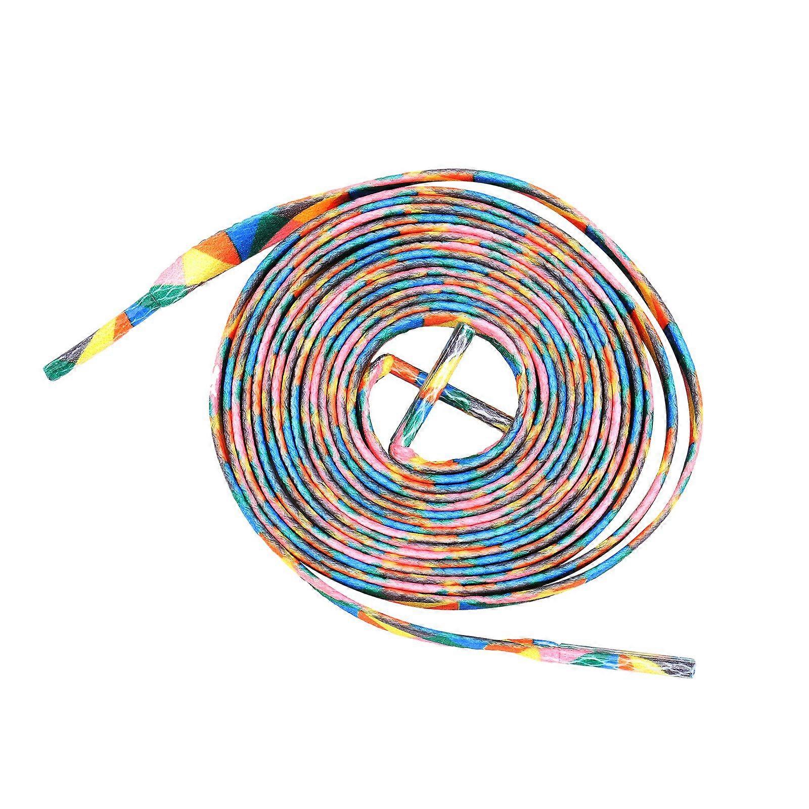 1 Pair Universal Elastic Sneakers Laces Colorful Geometry Pattern Shoelaces