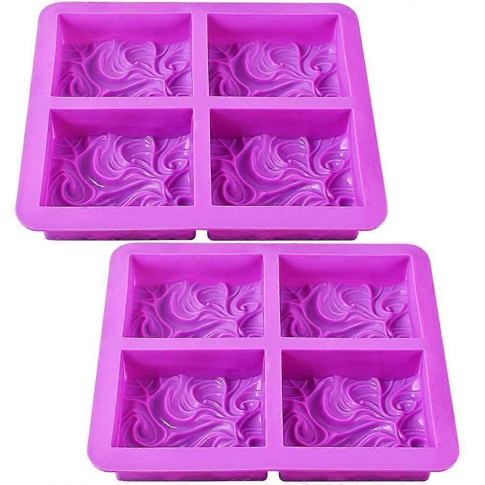 Silicone Soap Molds 2 Pack 4-Cavity Wave Pattern DIY Soap Mold for 3.5 Oz Milk Soap Making