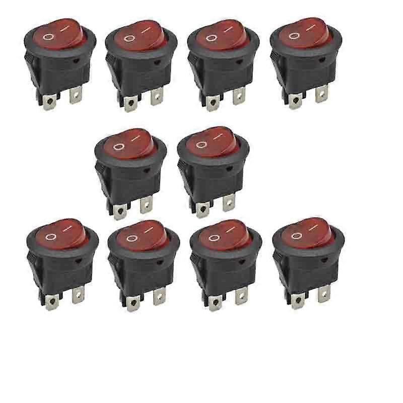 Boat Switch Circular Rocker Power Switch Button 3Pin 2Gear  3P2T (Red LED 4P2T 20 mm) Pack of 10