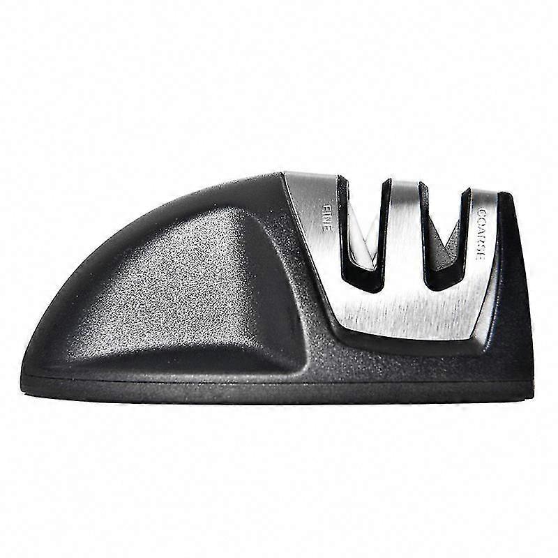 Knife and Scissor Sharpener with Non-Slip Base - 2-Stage Sharpening - Compact Design Fits Any Drawer - Black 98x53x42mm