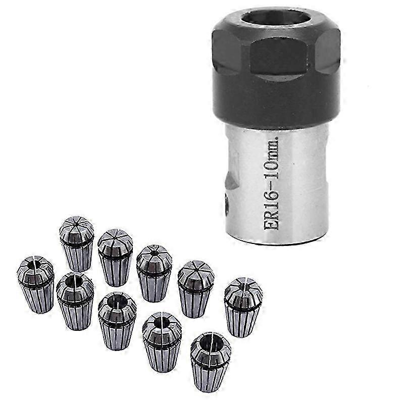 10PCS ER16 Collet Chuck Motor Shaft Extension Rod & Lathe Tools Holder Pack