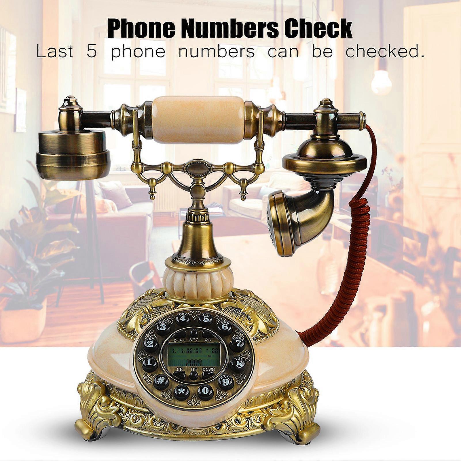 FSK DTMF Vintage Antique Phone with 38-Group Call Display, Redial
