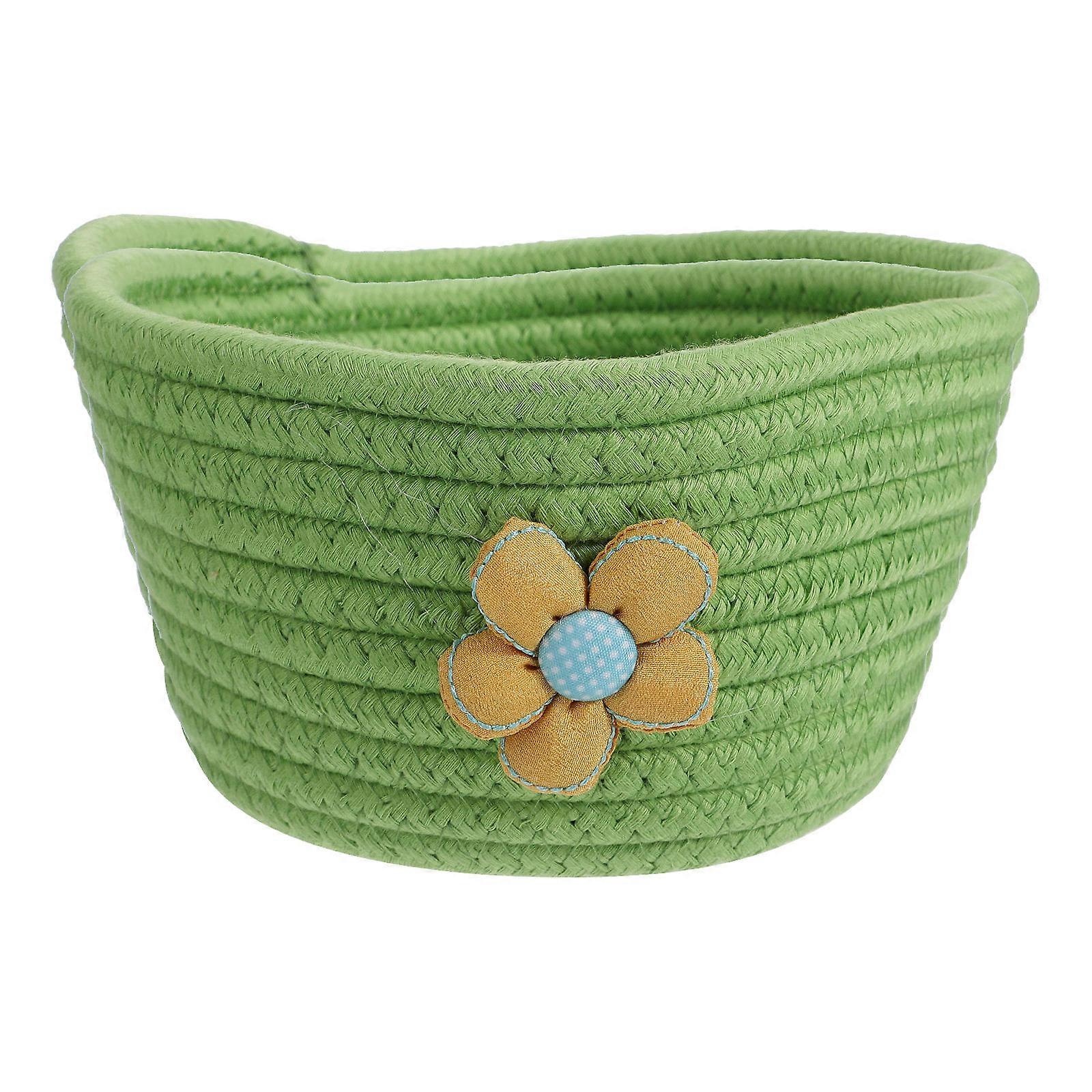 Desktop Storage Basket Cotton Material for Home Office Use Green with Organizing Function 1Set