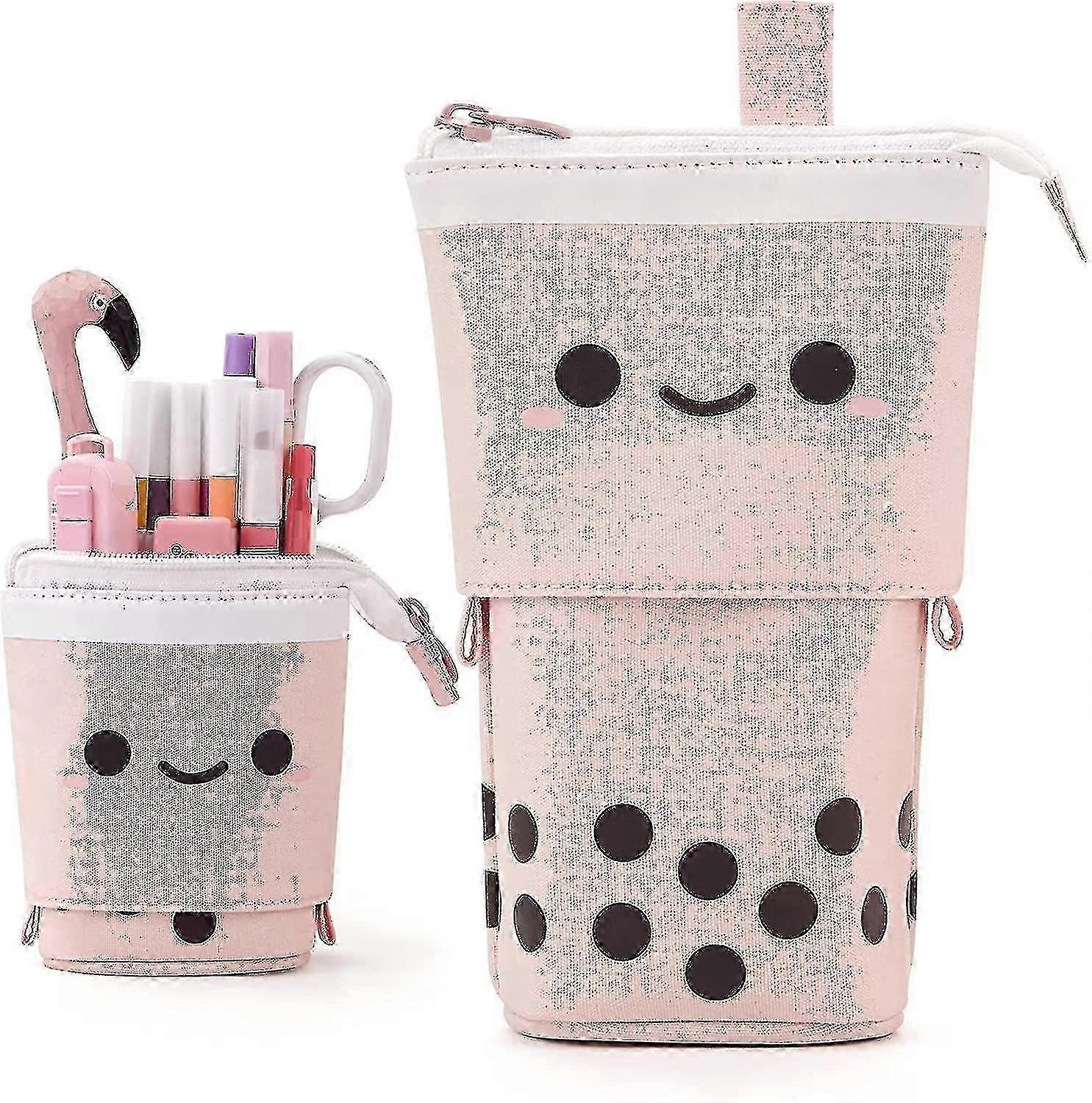 Standing Pencil Case Cute Telescopic Pen Holder Kawaii Makeup Bag,blue