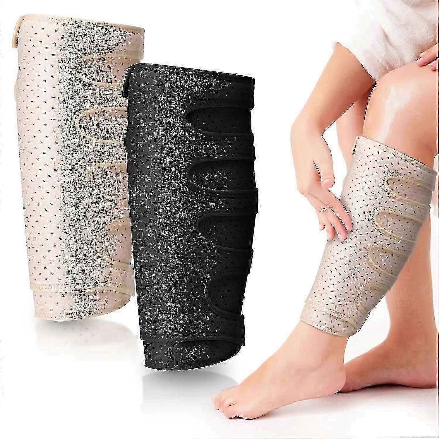 2 Adjustable Calf Compression Wraps for Lymphedema & Swelling