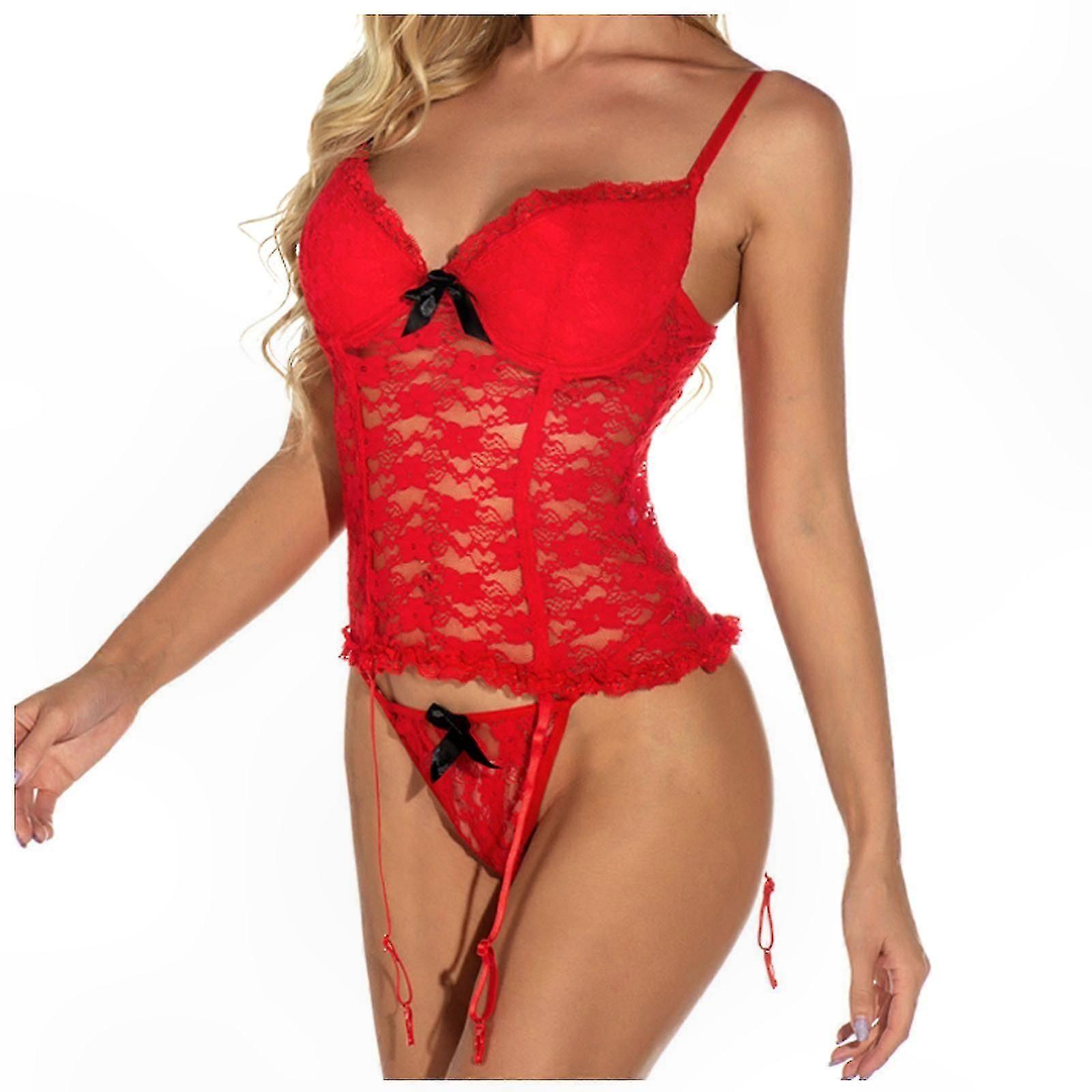 Lace Sling Vest with Hollow Mesh Design for Women See-through Bodysuit Set
