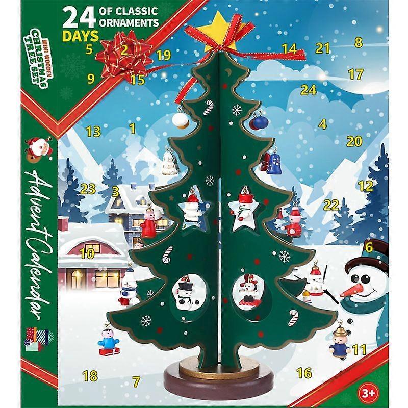 Christmas 24-Day Countdown Advent Calendar with Tabletop Wooden Christmas Tree